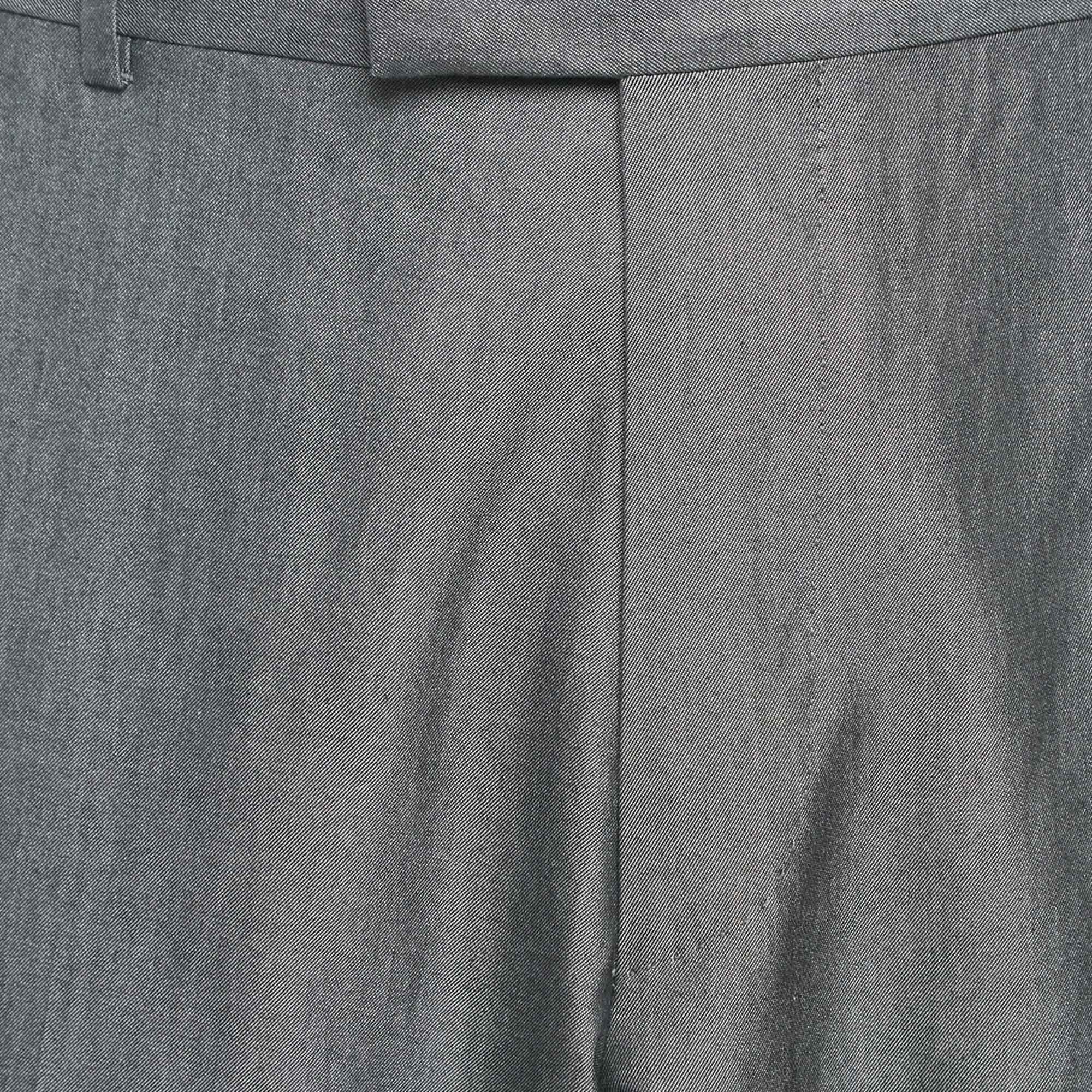 Boss By Hugo Boss Grey Cotton Blend Formal Trousers 5XL