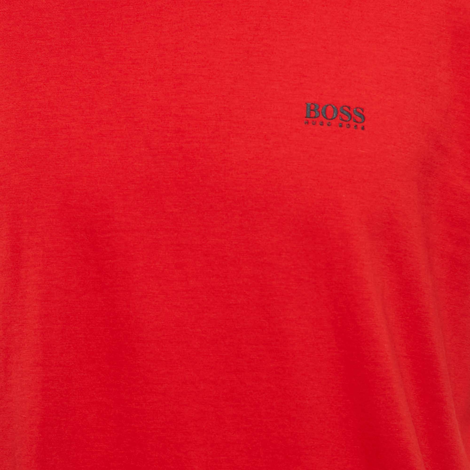 Boss By Hugo Boss Red Logo Print Jersey Crew Neck T-Shirt L