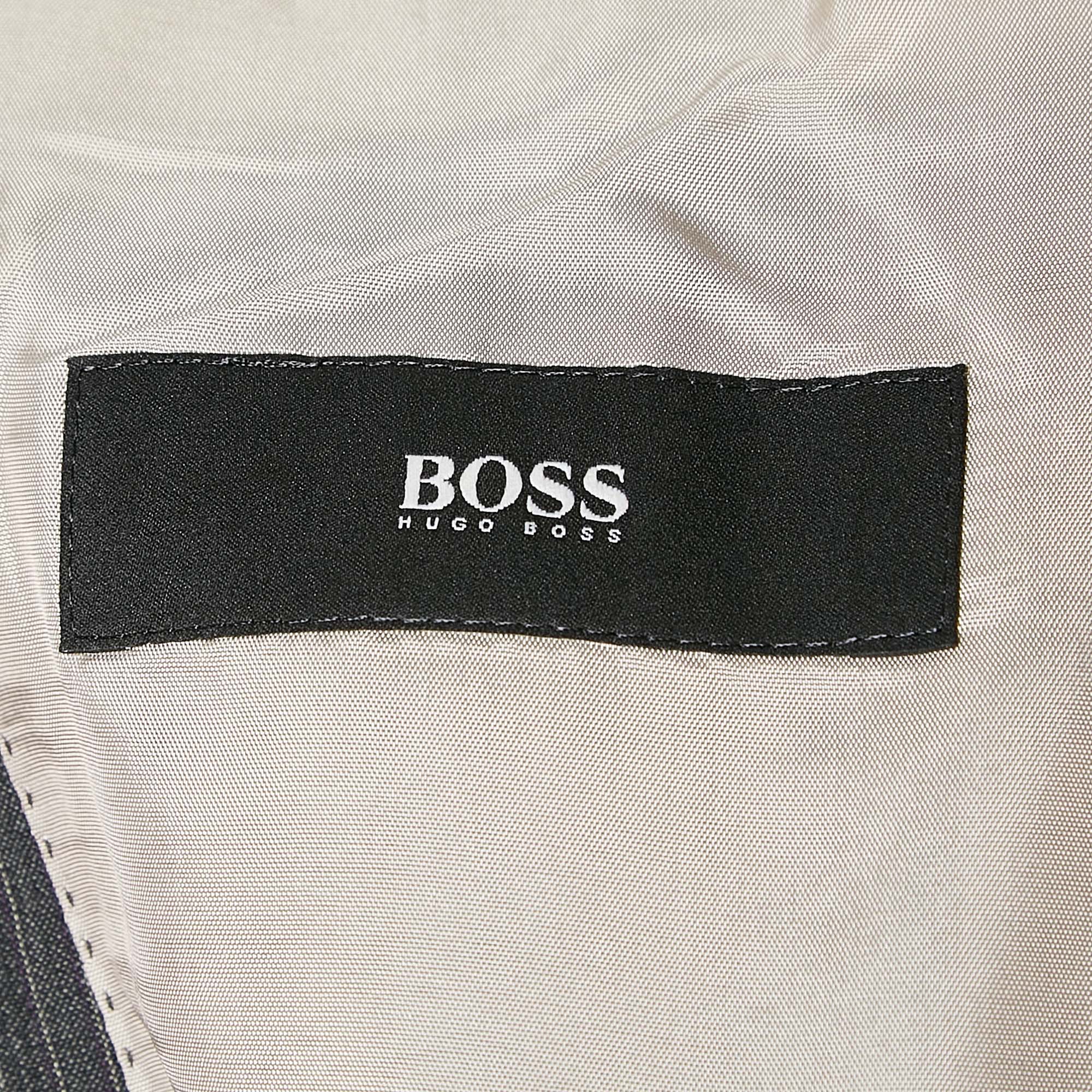 Boss By Hugo Boss Grey Pinstripe Wool Single Breasted Pants Suit S