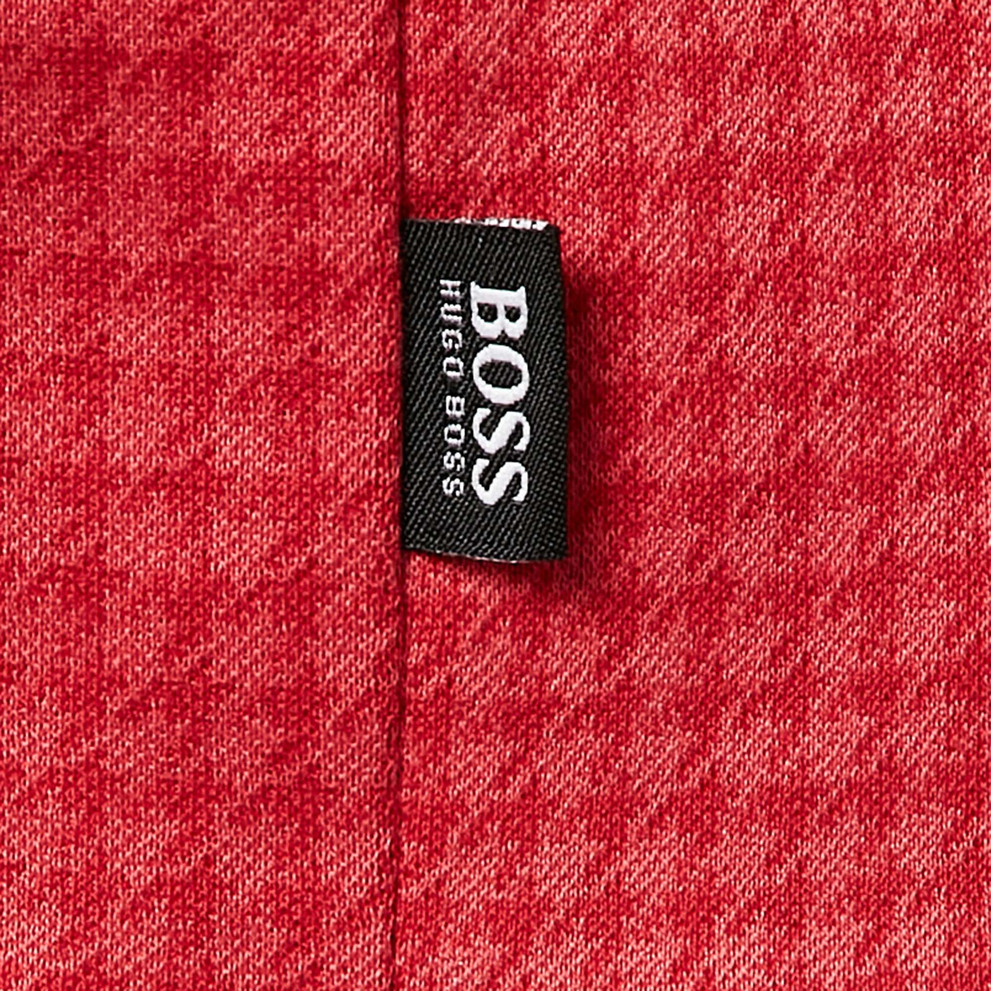 Boss By Hugo Boss Red Houndstooth Jersey Slim Fit Polo T-Shirt XL