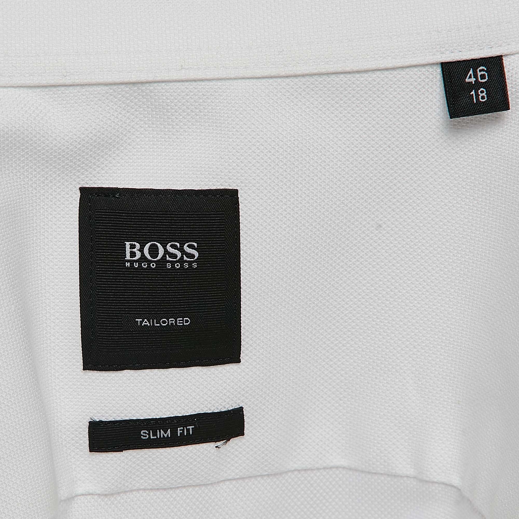 Boss By Hugo Boss White Cotton Tailored Slim Fit Formal Shirt 4XL