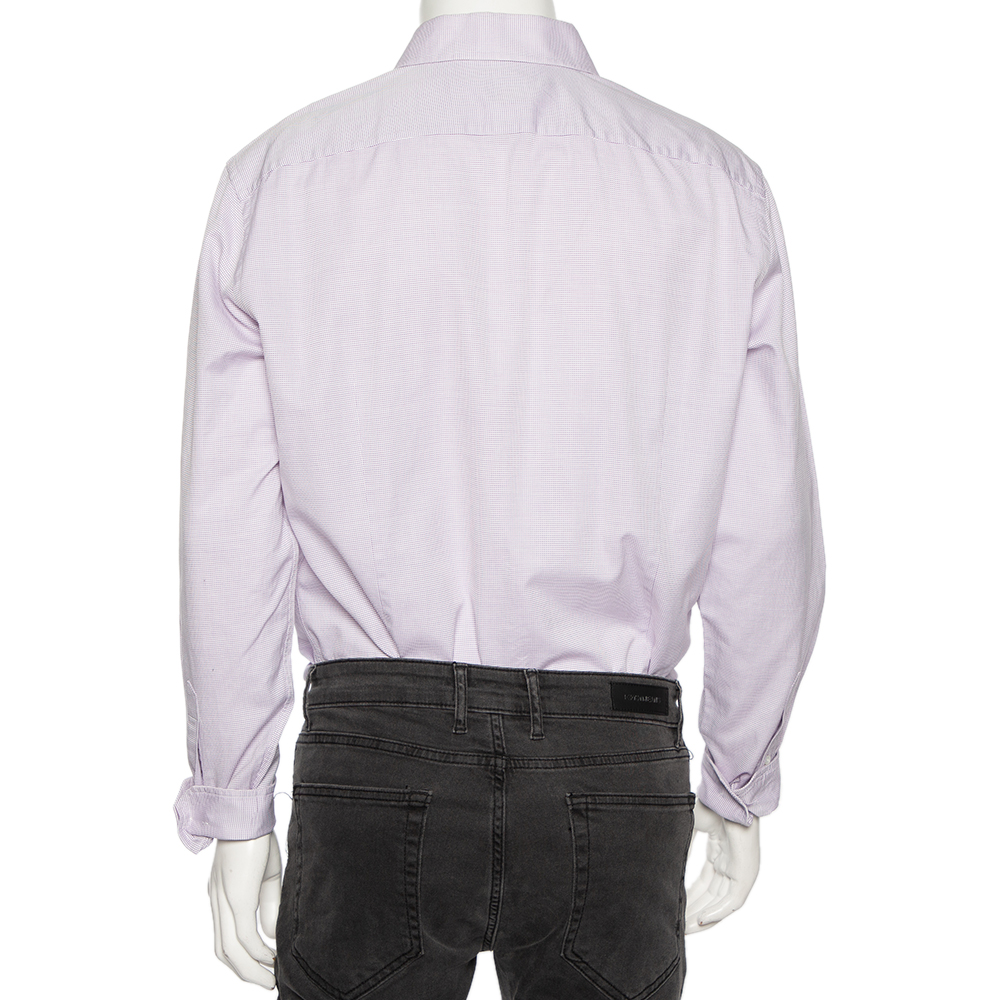 Boss By Hugo Boss Pink Textured Cotton Tailored Slim Fit Shirt XXL