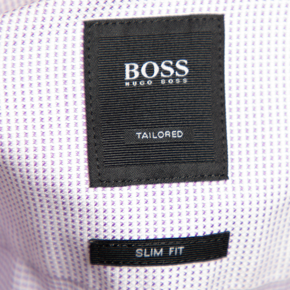Boss By Hugo Boss Pink Textured Cotton Tailored Slim Fit Shirt XXL