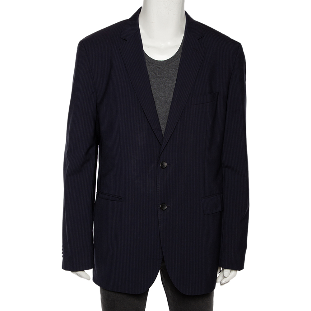 Boss by hugo boss navy blue striped wool johnstons1/lenon blazer xxl