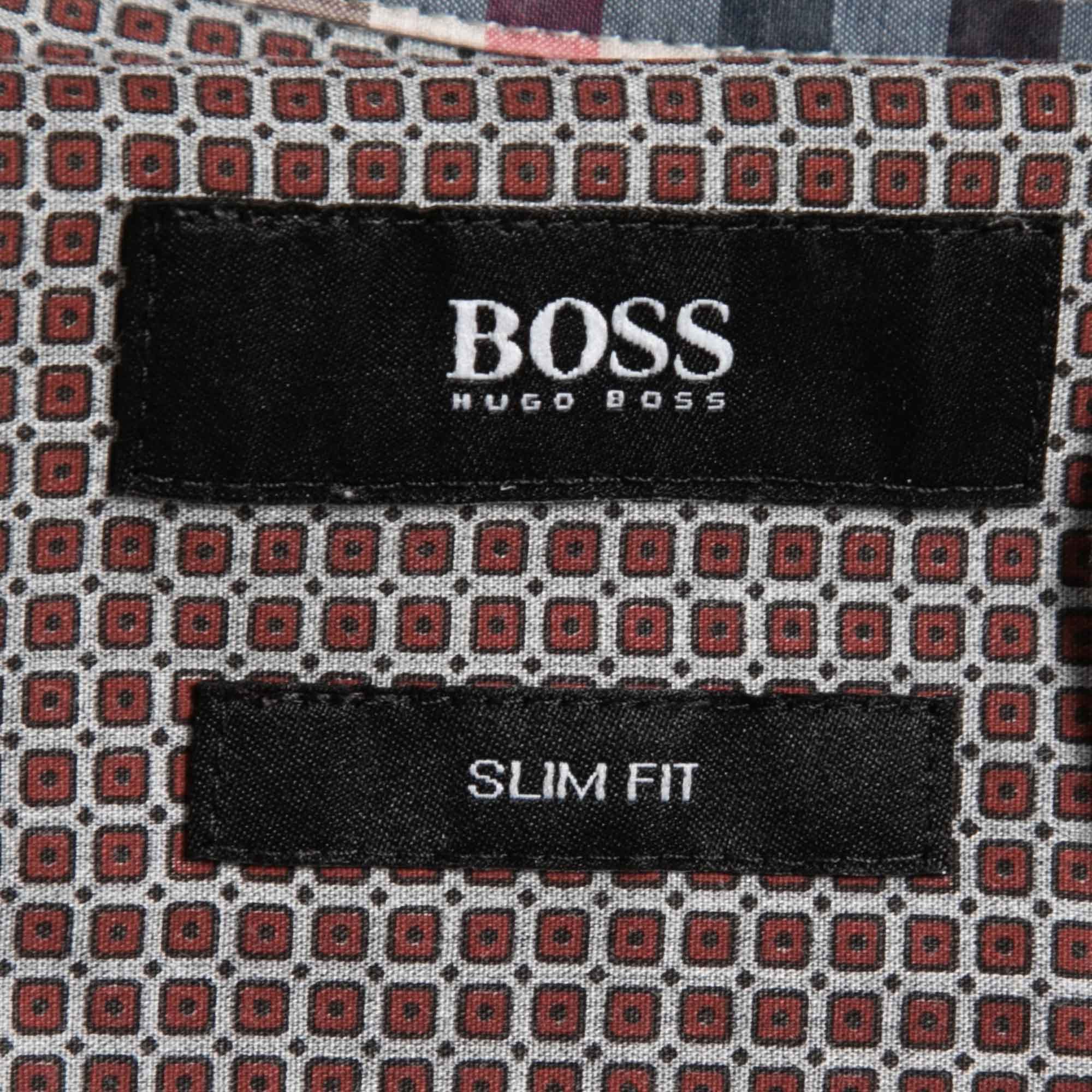 Boss By Hugo Boss Multicolor Plaid Cotton Full Sleeve Slim Fit Shirt M