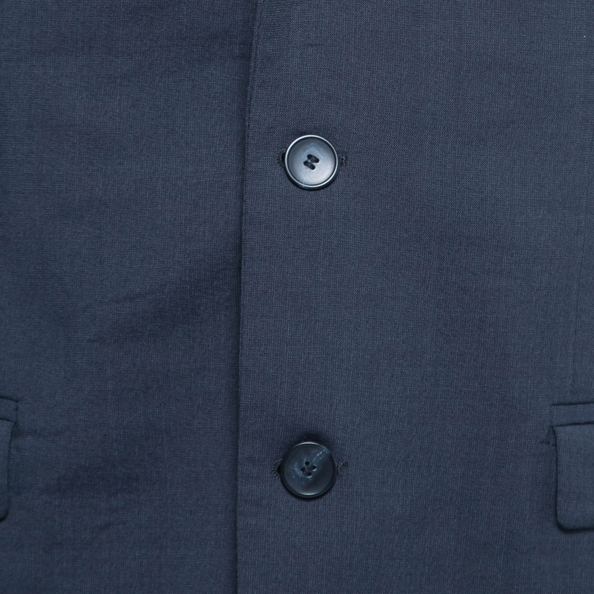 Hugo Boss Blue Wool Contrast Lapel Trim Single Breasted Blazer L