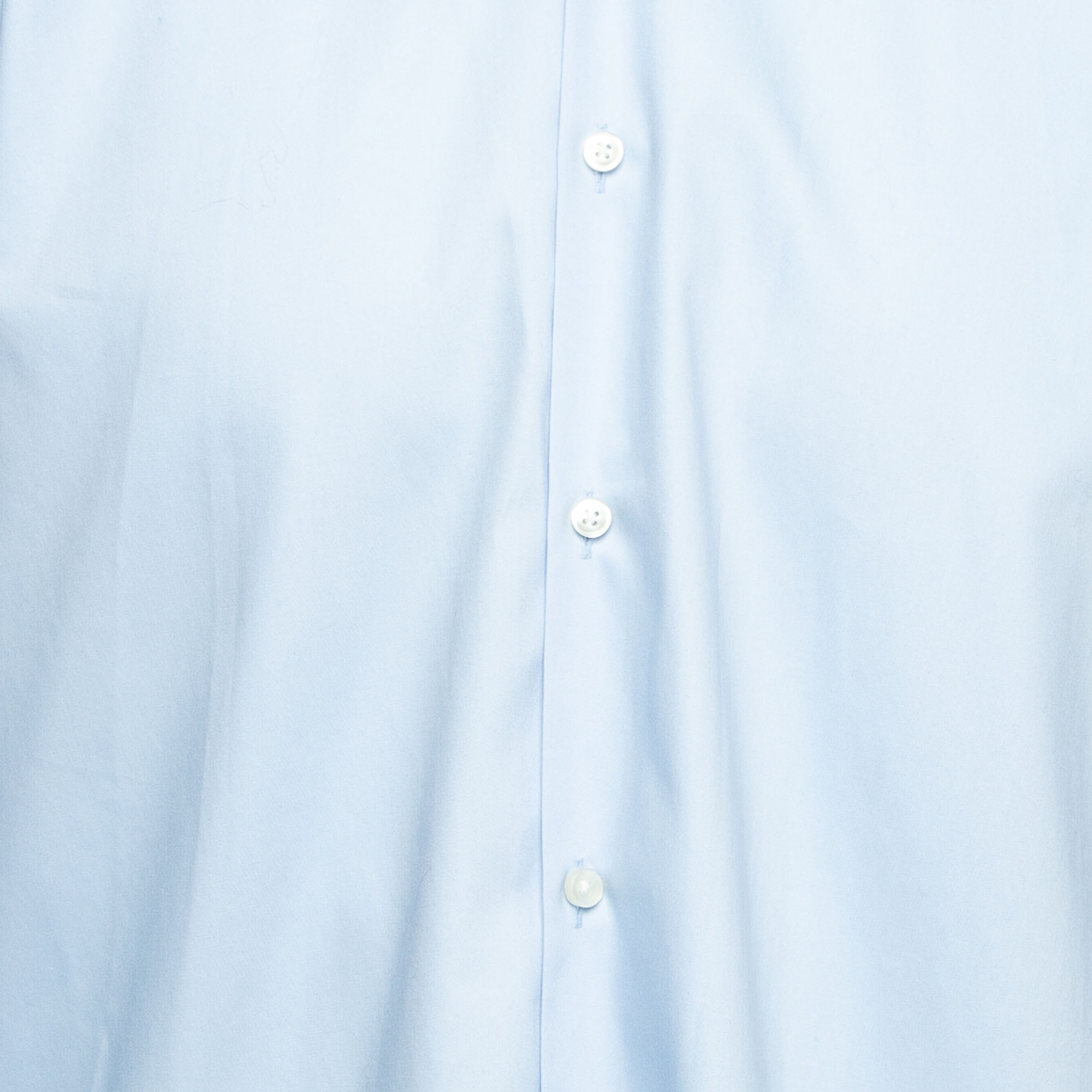Boss By Hugo Boss Blue Cotton Button Front Slim Fit Shirt XXL