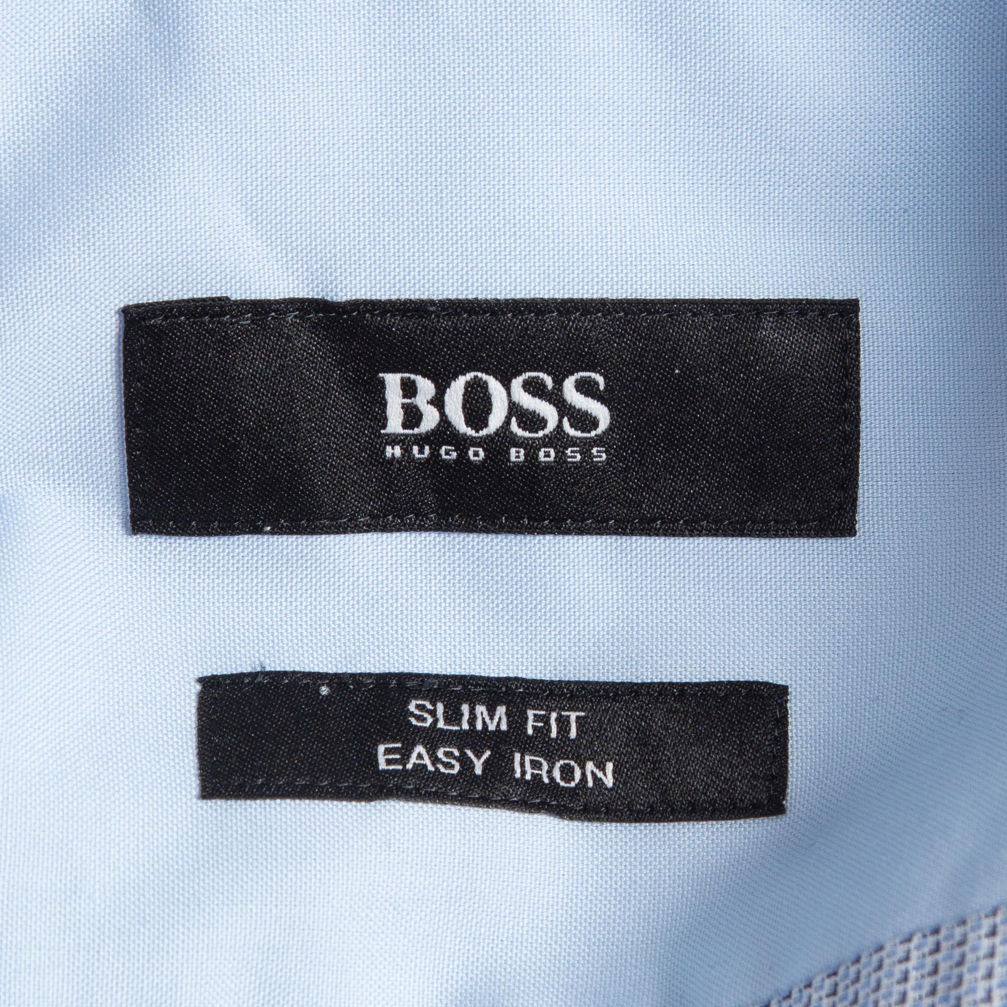 Boss By Hugo Boss Blue Cotton Button Front Slim Fit Shirt XXL