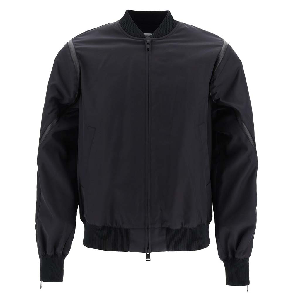 Image of Bottega Veneta Black Zip-Embellished Shell Bomber Jacket Size IT