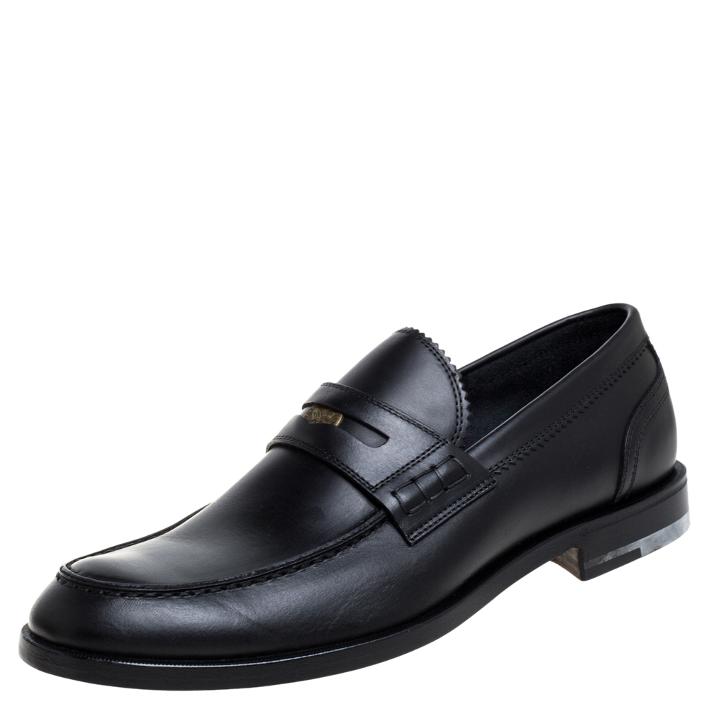 Image of Bottega Veneta Black Leather Penny Loafers Size .
