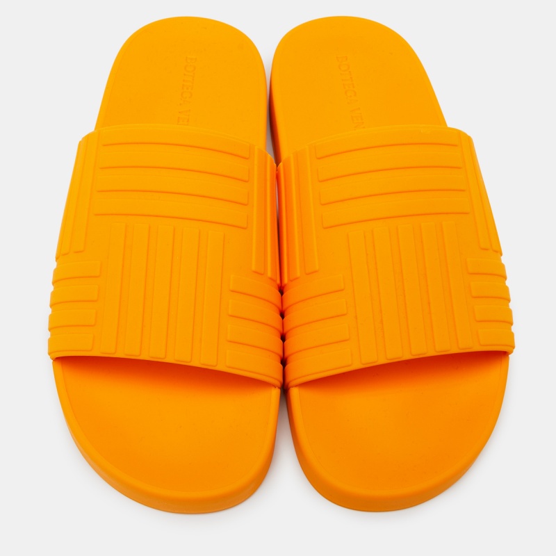 Bottega Veneta Orange Rubber Slides Size 43