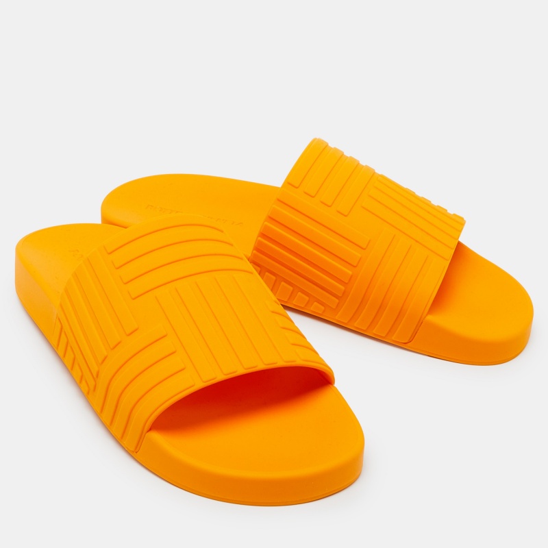 Bottega Veneta Orange Rubber Slides Size 43