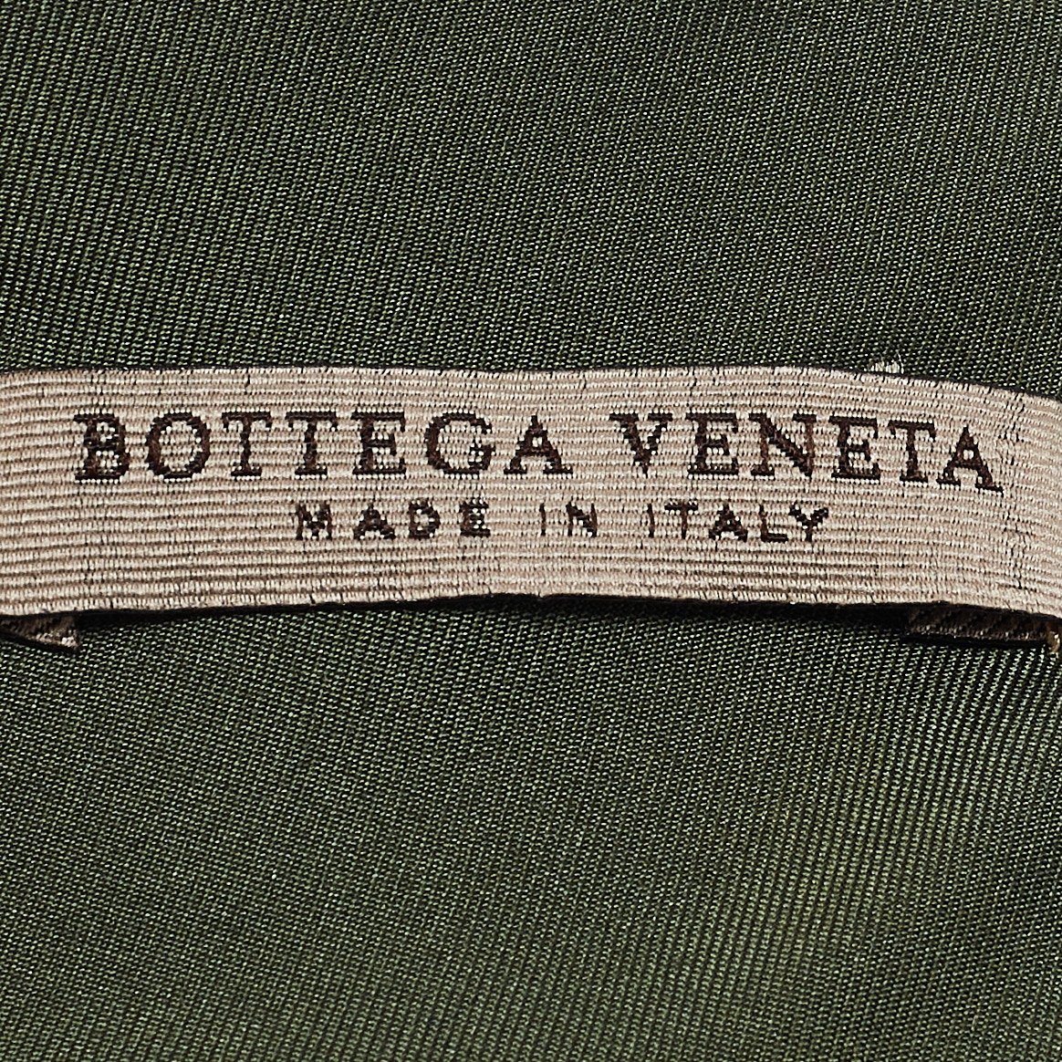 Bottega Veneta Green Needle Print Silk Classic Tie