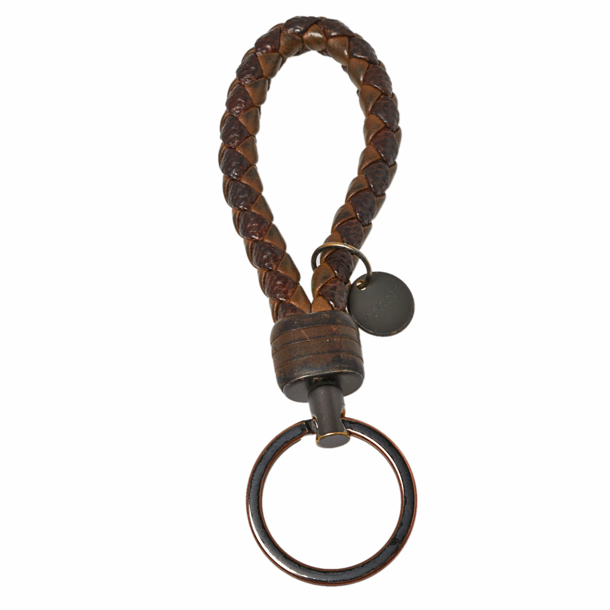 Bottega Veneta Brown Intrecciato Nappa Ayers Leather Key Ring