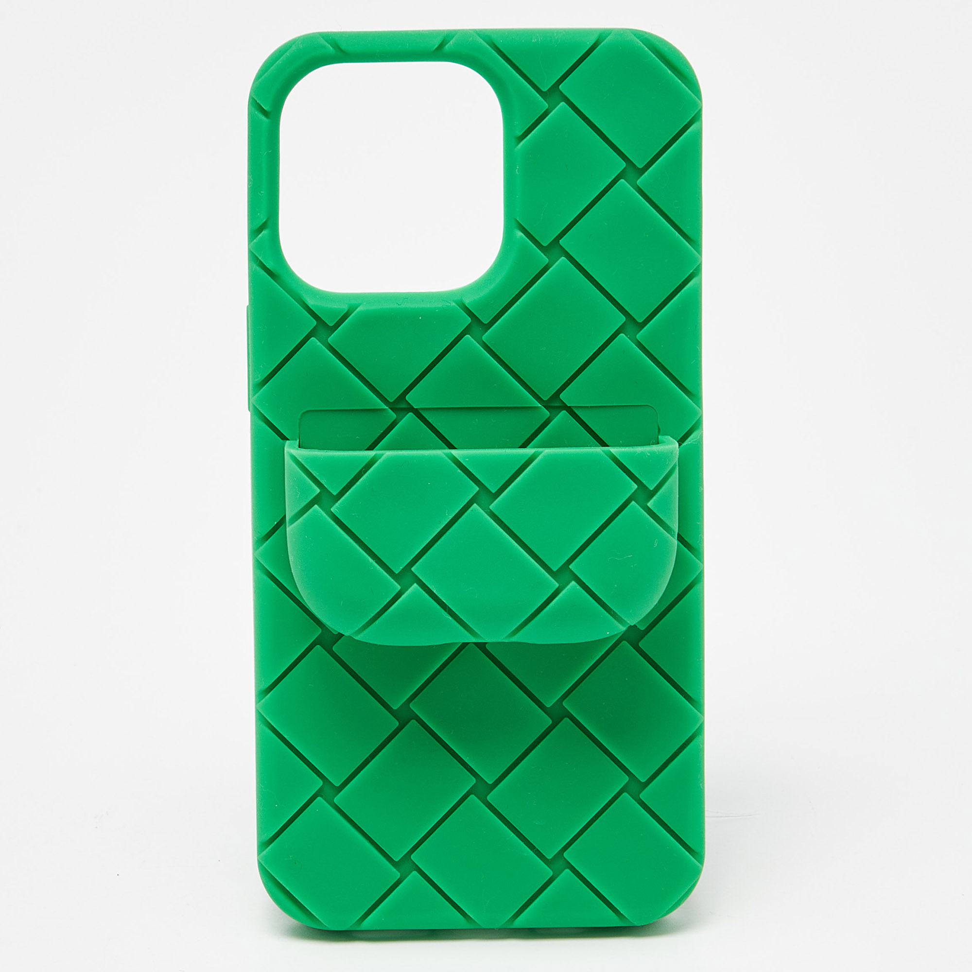 Bottega veneta green intrecciato rubber silicone iphone 13 pro case