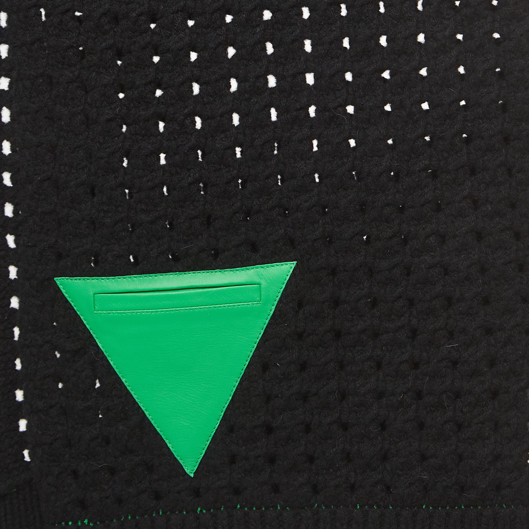 Bottega Veneta Black Cable Knit Wool Triangle Patch Scarf