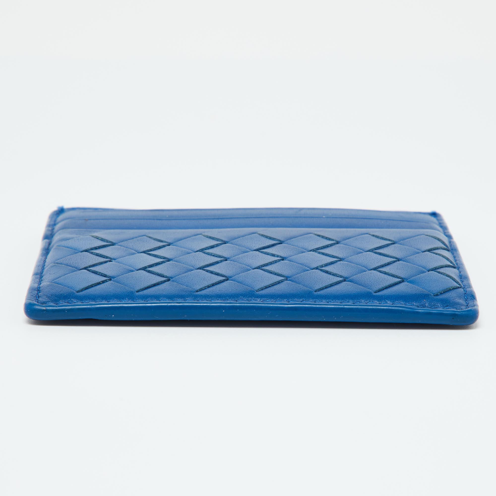 Bottega Veneta Blue Intrecciato Leather Card Holder