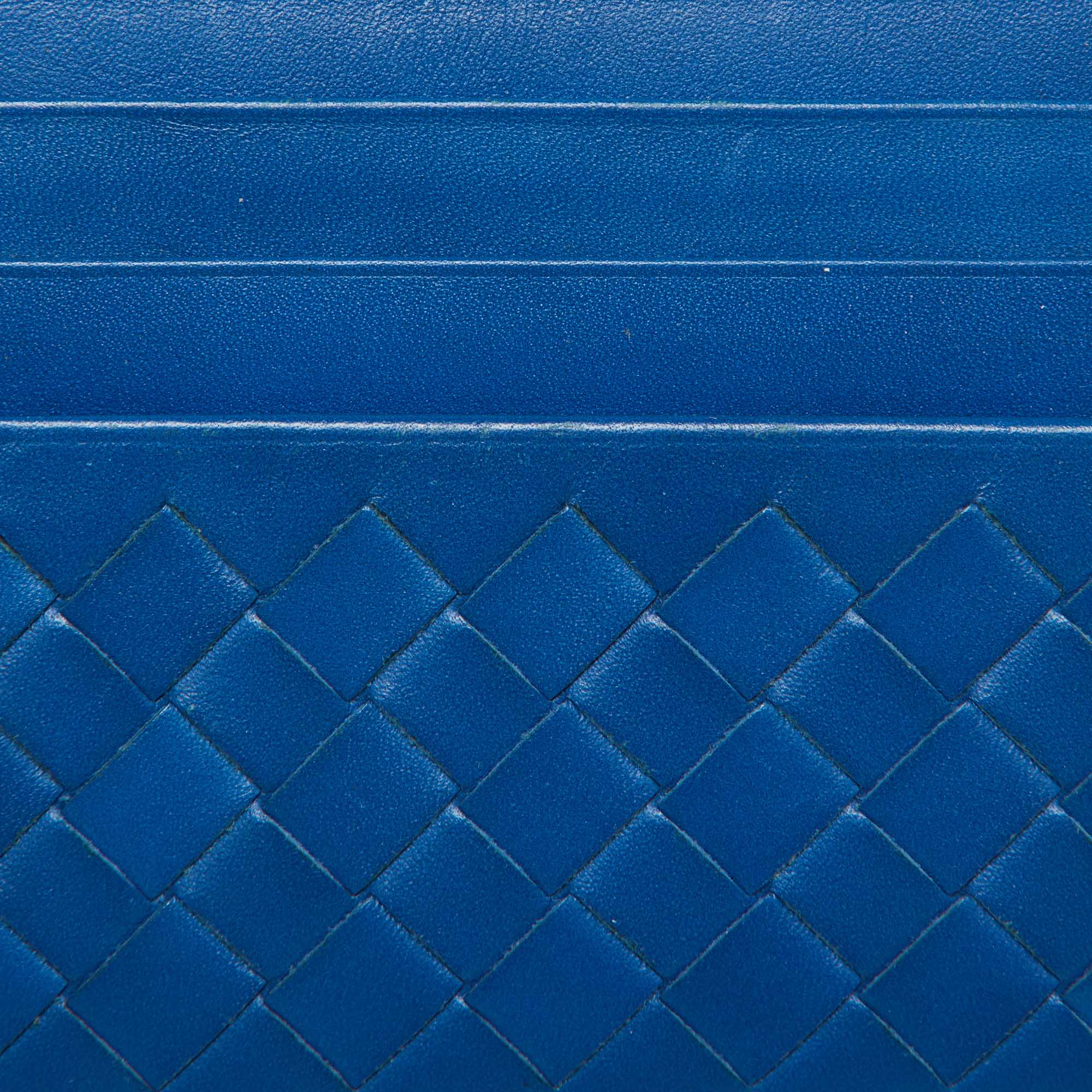 Bottega Veneta Blue Intrecciato Leather Card Holder