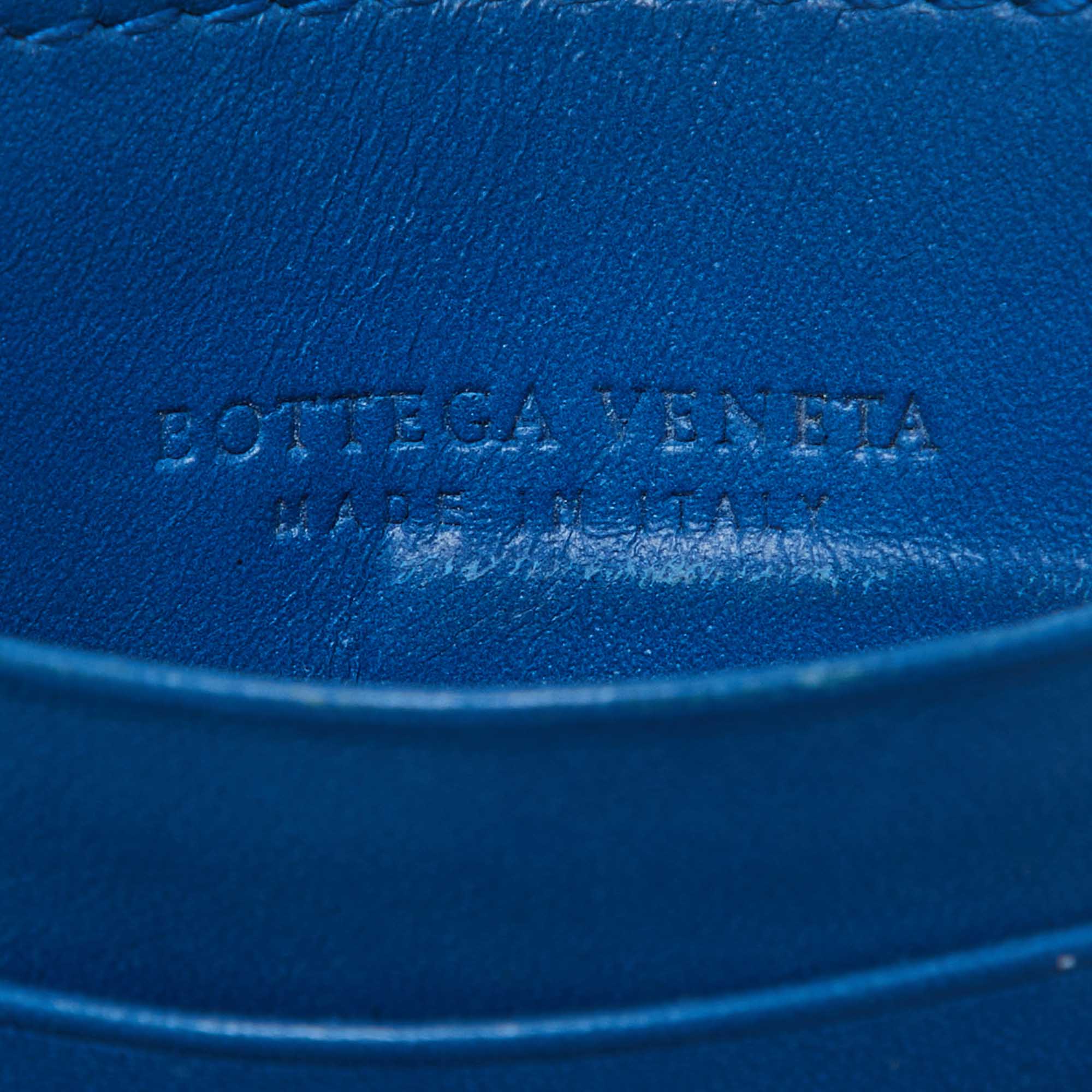 Bottega Veneta Blue Intrecciato Leather Card Holder