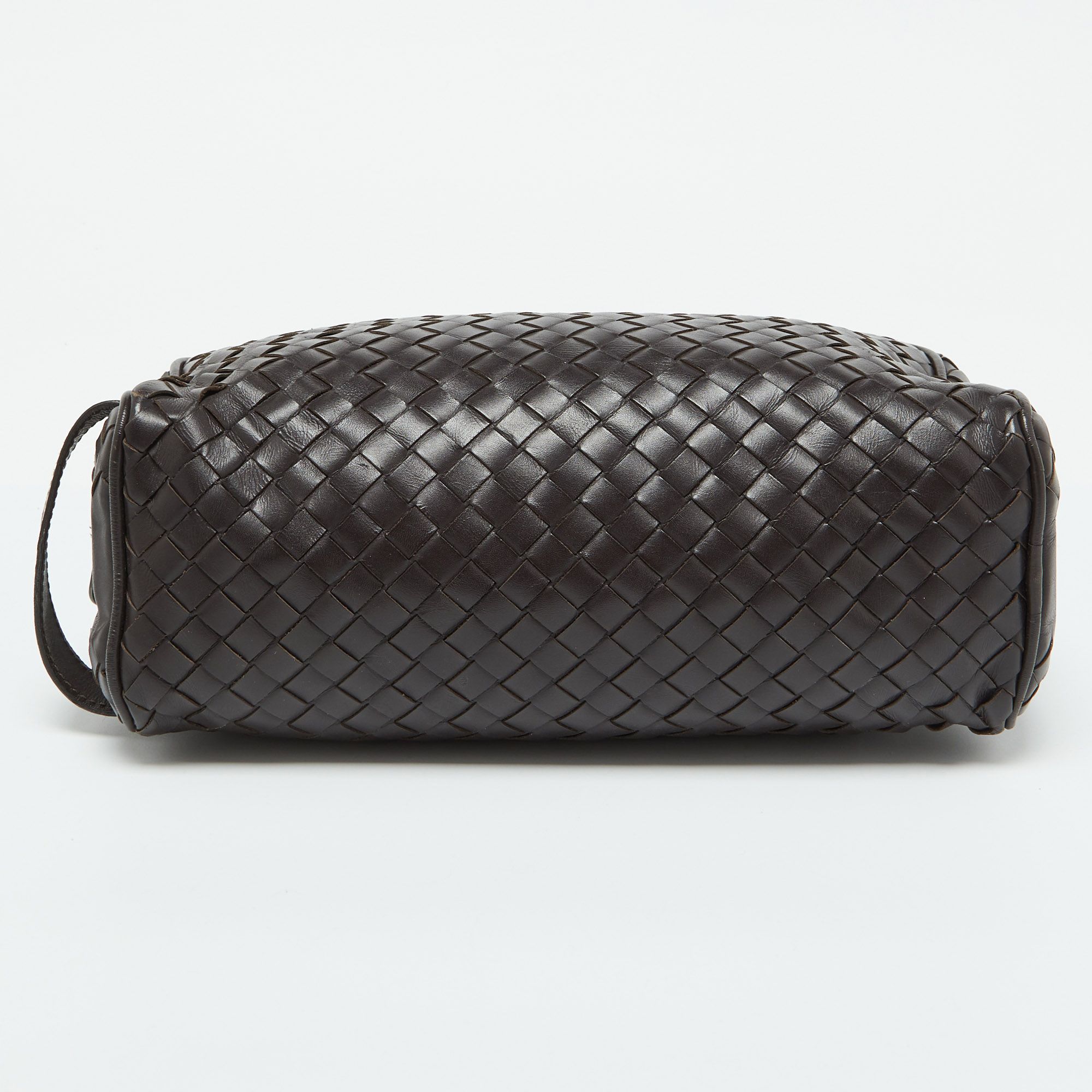 Bottega Veneta Dark Brown Intrecciato Leather Travel Pouch