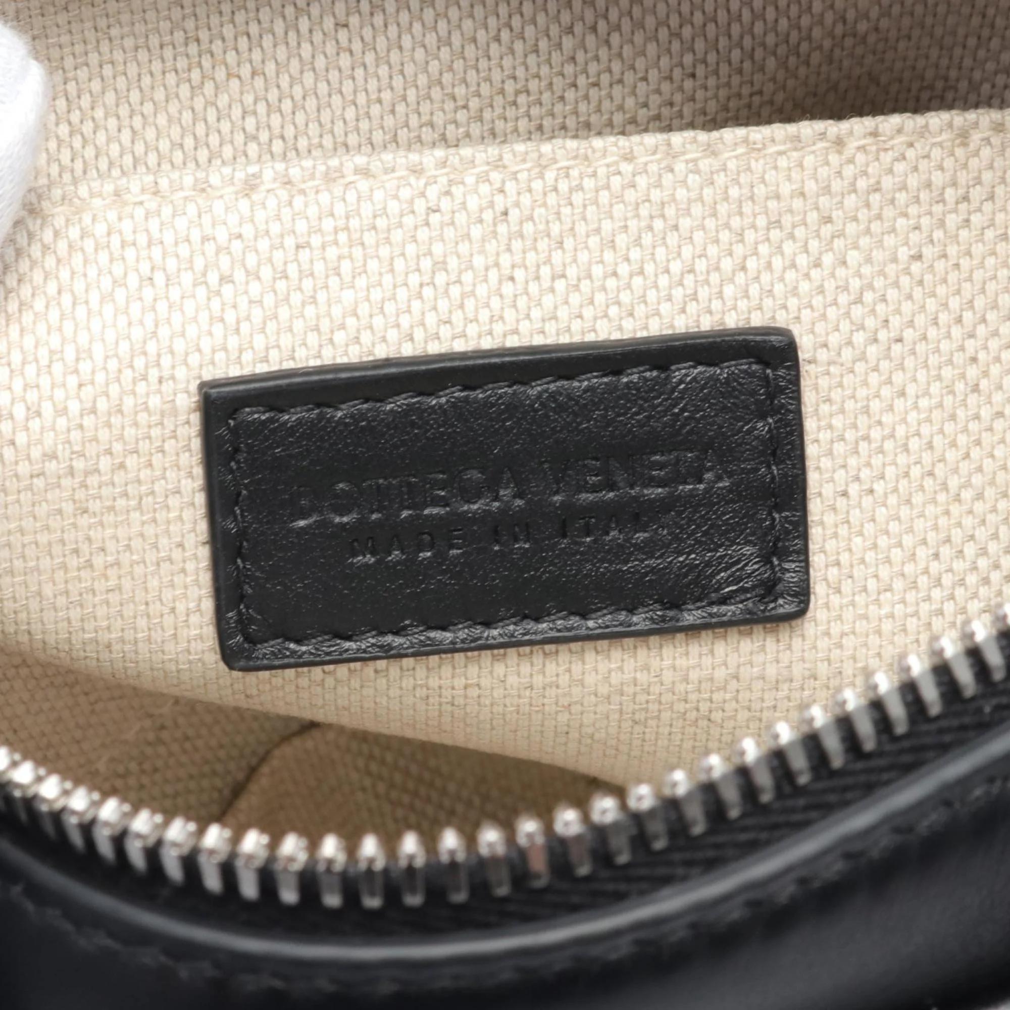 Bottega Veneta Black Leather Intrecciato Shoulder Bag