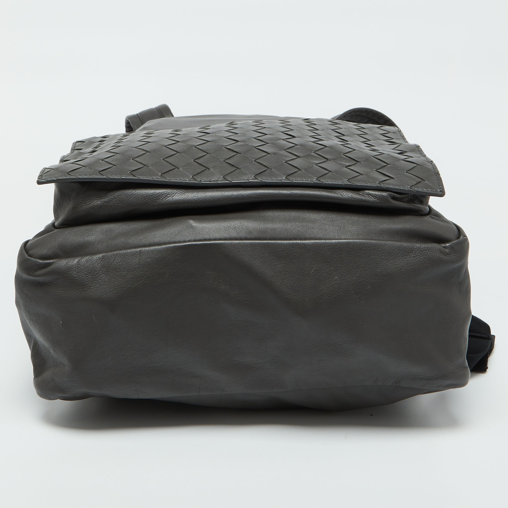 Bottega Veneta Grey Leather Intrecciato Pocket Backpack