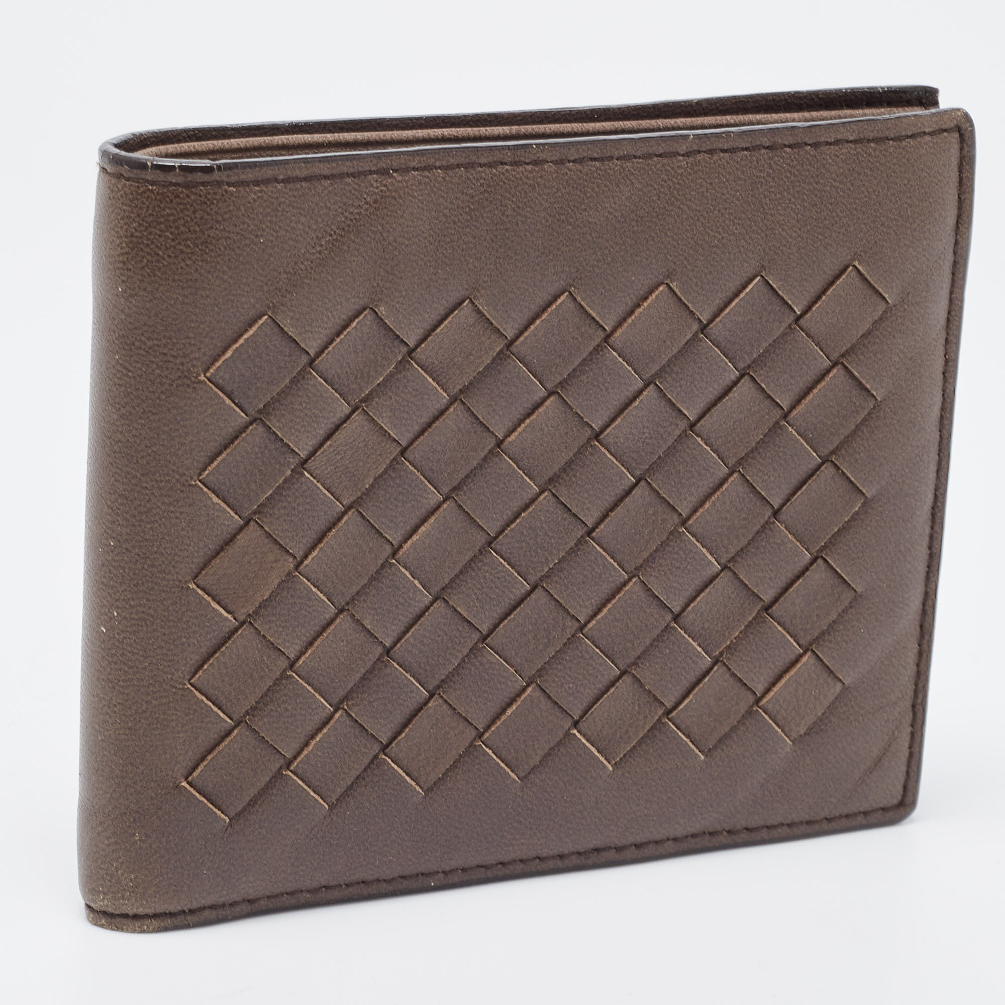 Bottega Veneta Brown Intrecciato Leather Bifold Wallet