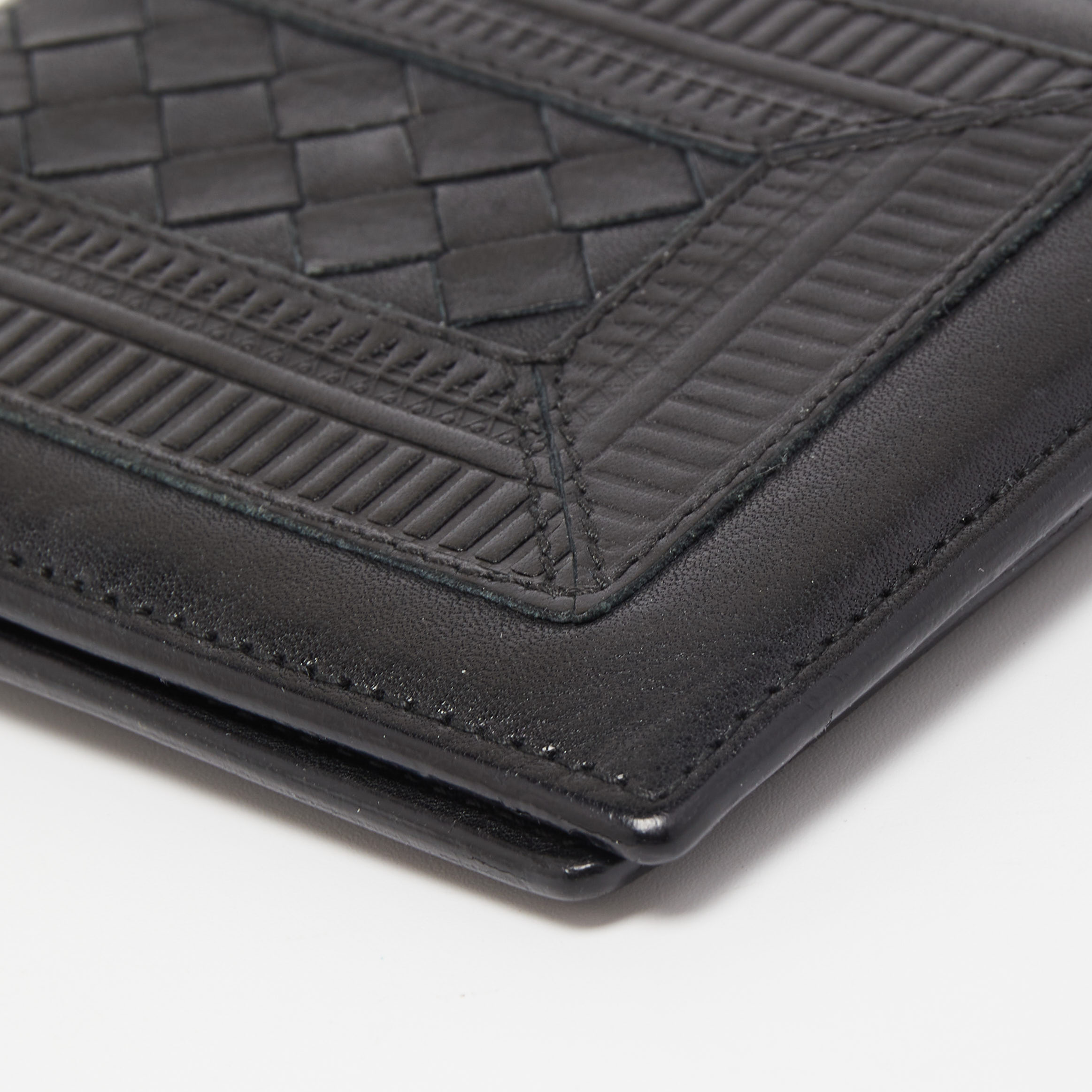 Bottega Veneta Black Intrecciato Leather Bifold Wallet