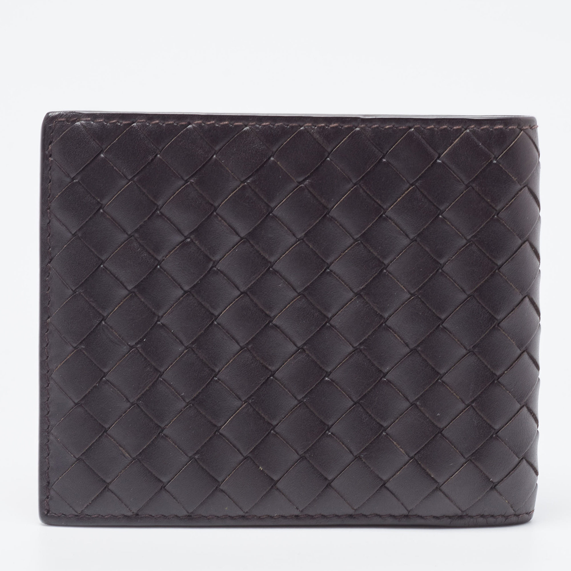 Bottega Veneta Dark Brown Intrecciato Leather Bifold Wallet