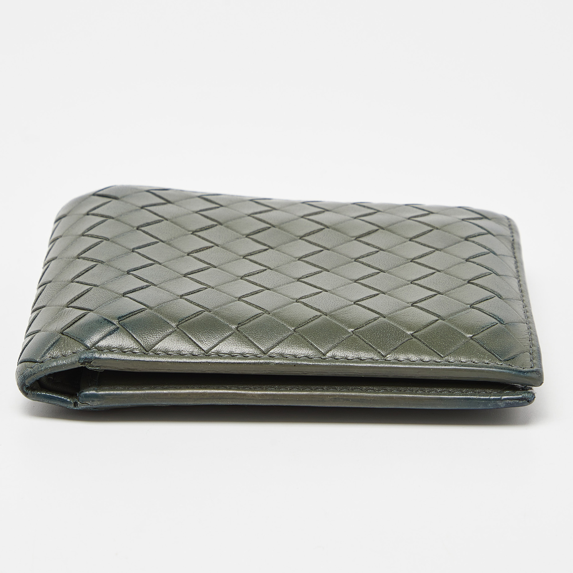 Bottega Veneta Olive Green Intrecciato Leather Bifold Wallet