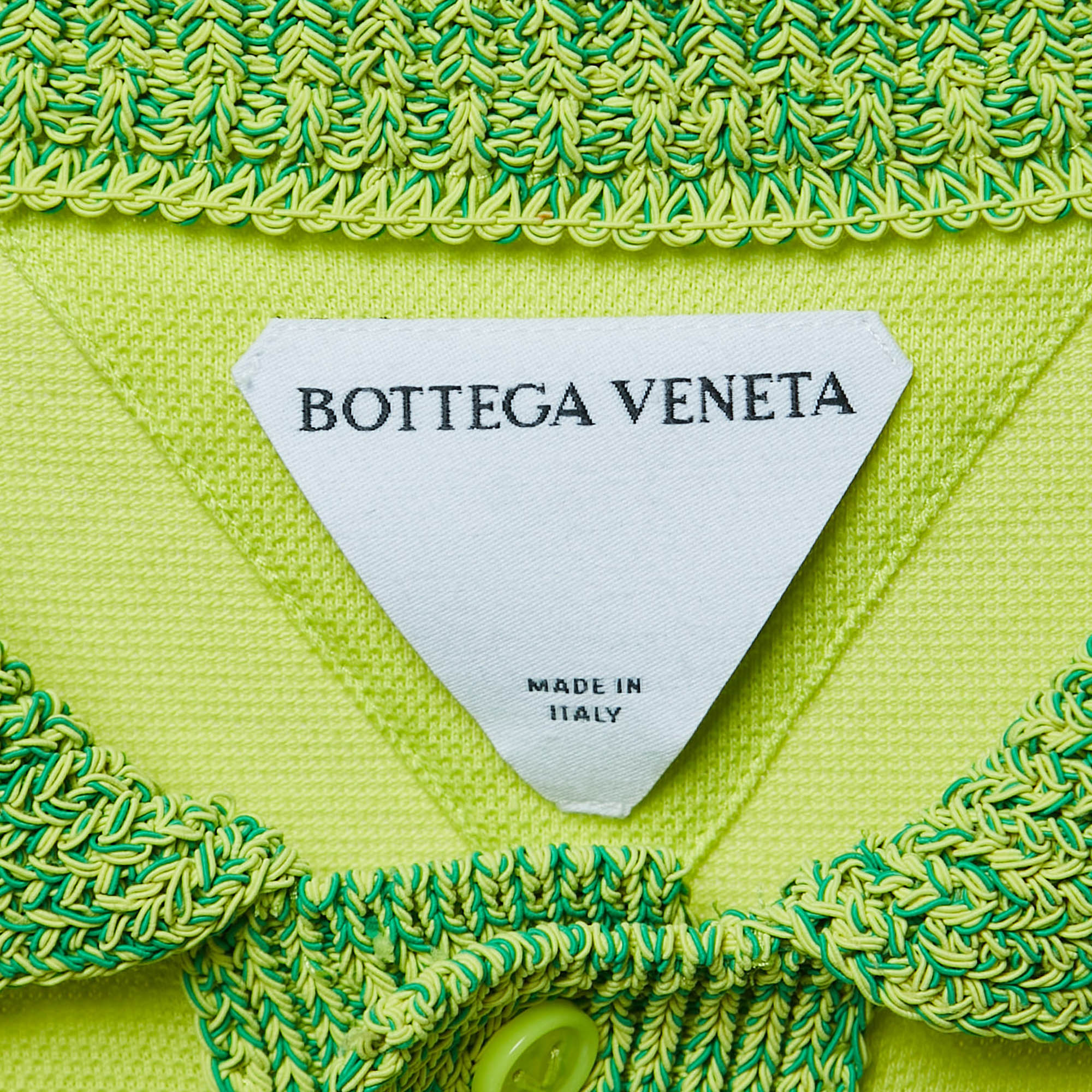 Bottega Veneta Yellow Cotton Collar Trim Polo T-Shirt L