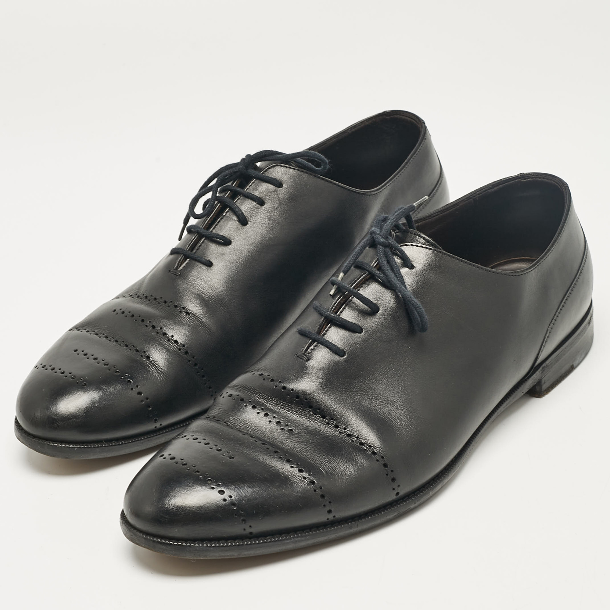 Bottega Veneta Black Leather Lace Up Oxfords Size 45