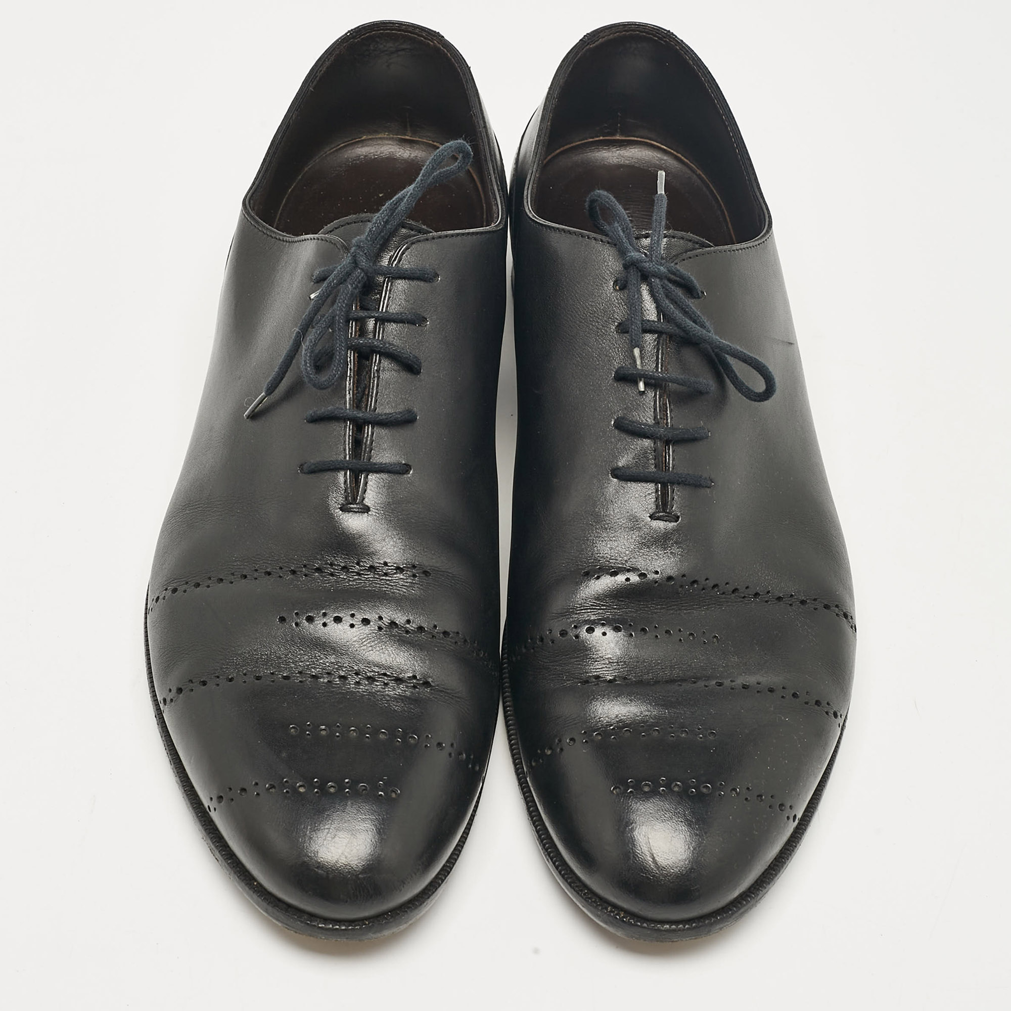 Bottega Veneta Black Leather Lace Up Oxfords Size 45