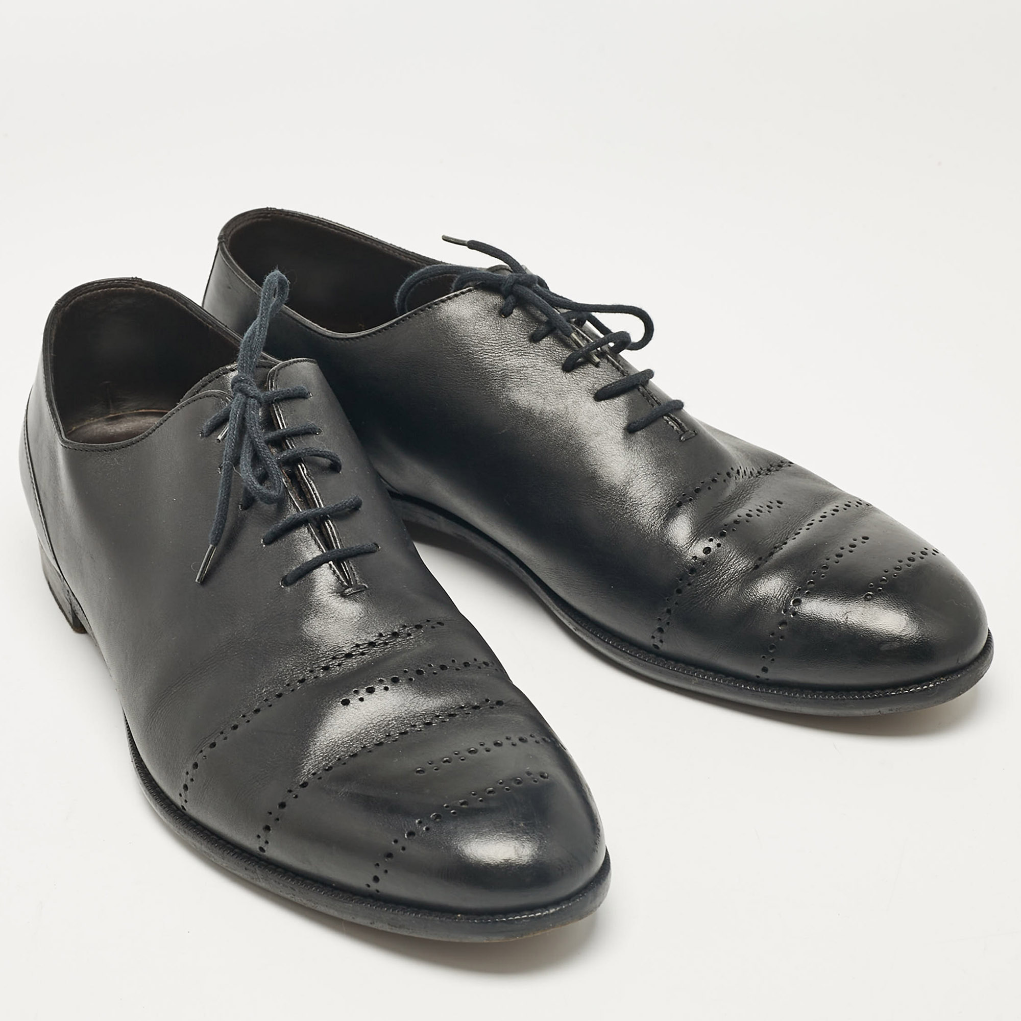 Bottega Veneta Black Leather Lace Up Oxfords Size 45