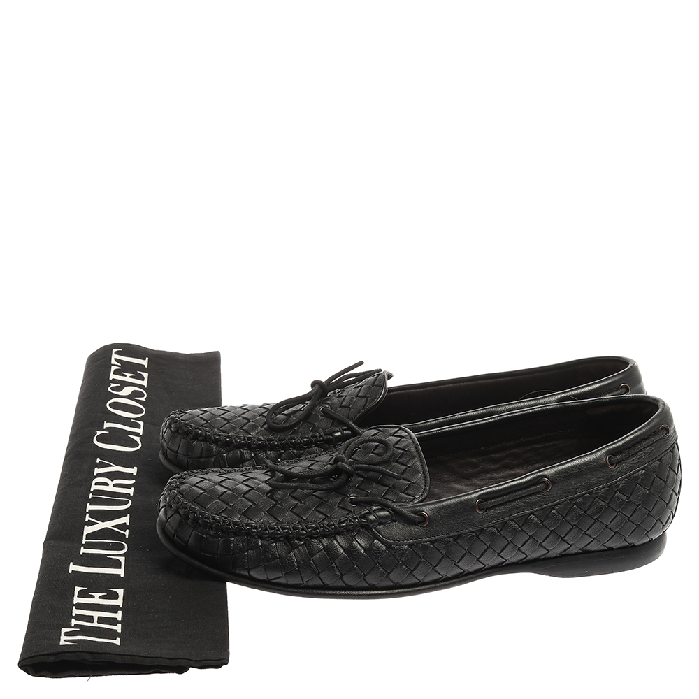 Bottega Veneta Black Intrecciato Leather Loafers Size 42