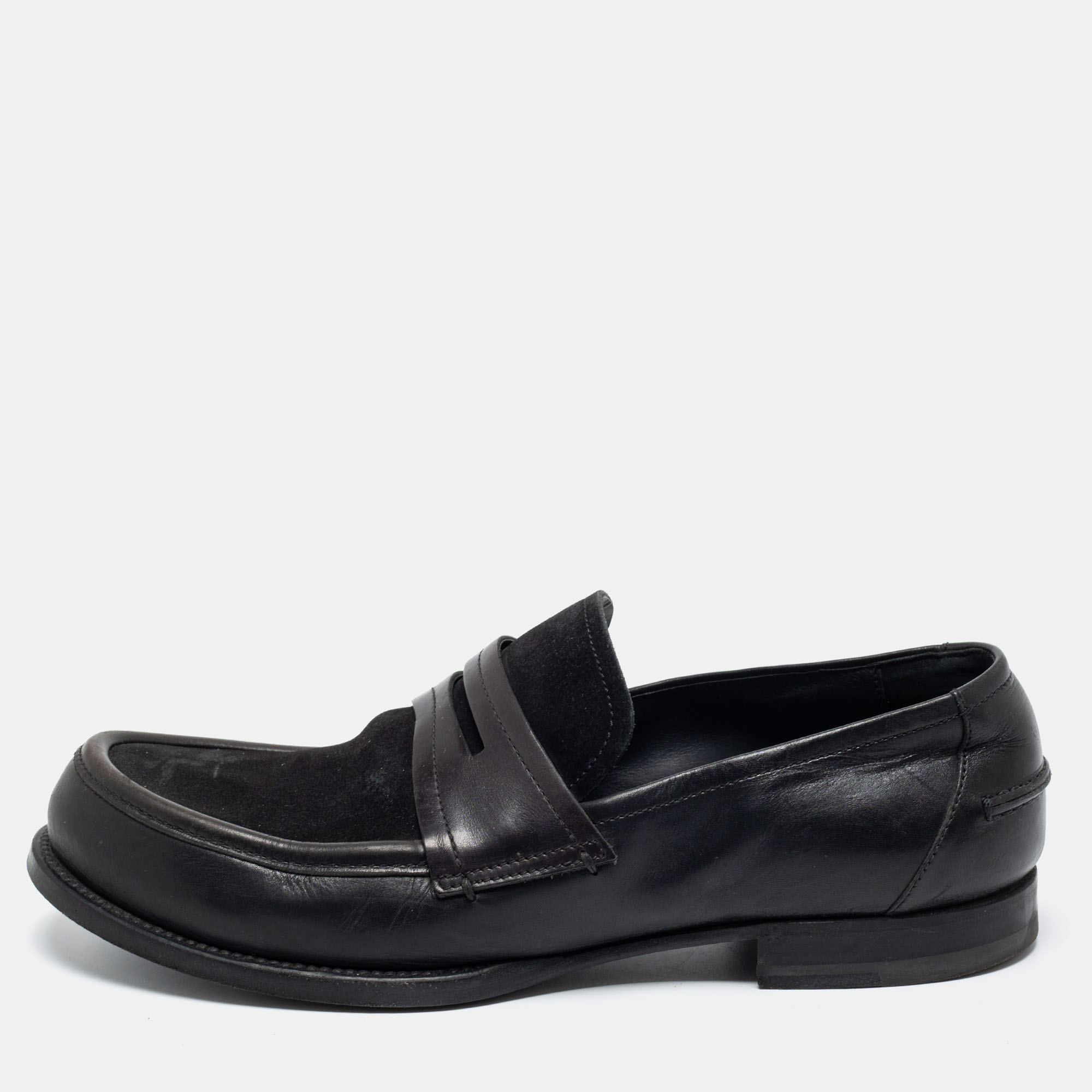 Bottega Veneta Black Suede And Leather Slip on Loafers Size 42