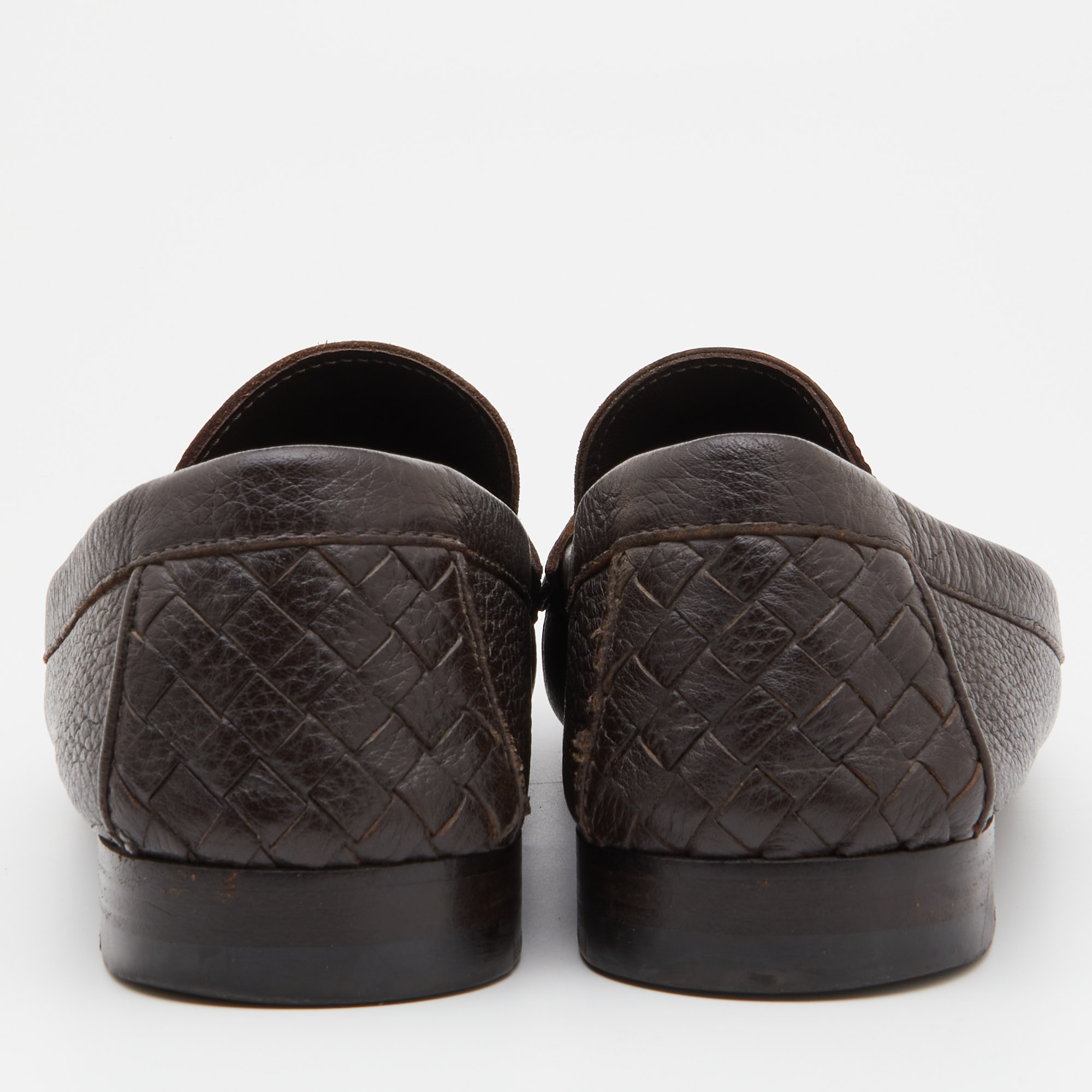 Bottega Veneta Dark Brown Leather Penny Slip On Loafers Size 42