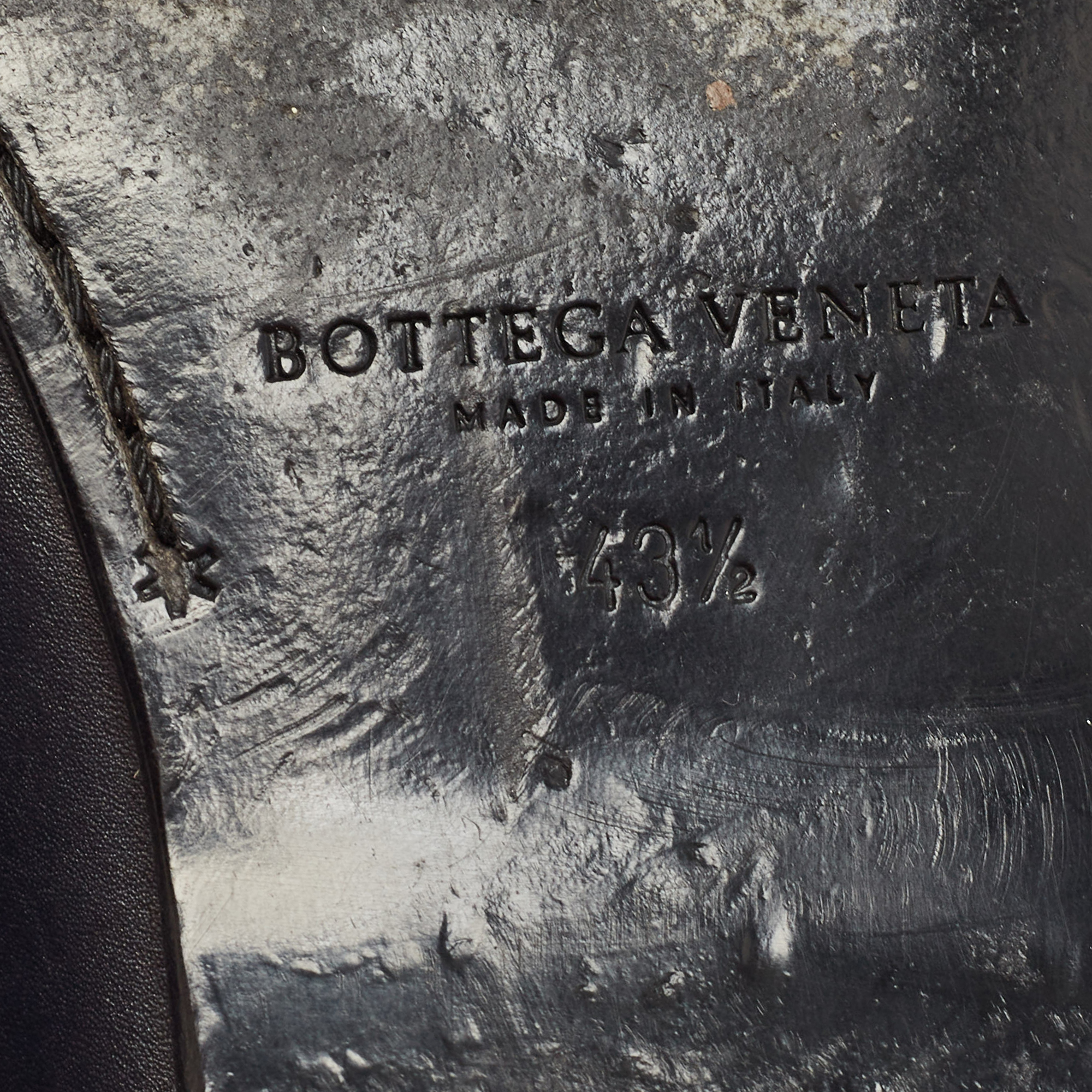 Bottega Veneta Navy Blue Leather Intrecciato Bow Loafers Size 43.5