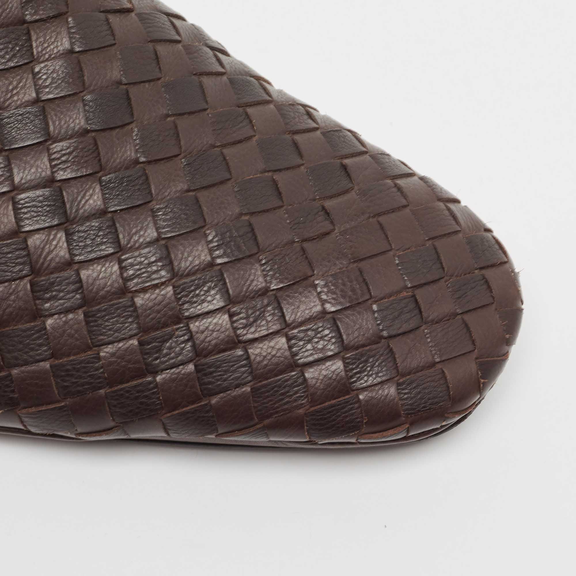 Bottega Veneta Brown Woven Leather Intrecciato Fiandra Mules Size 43