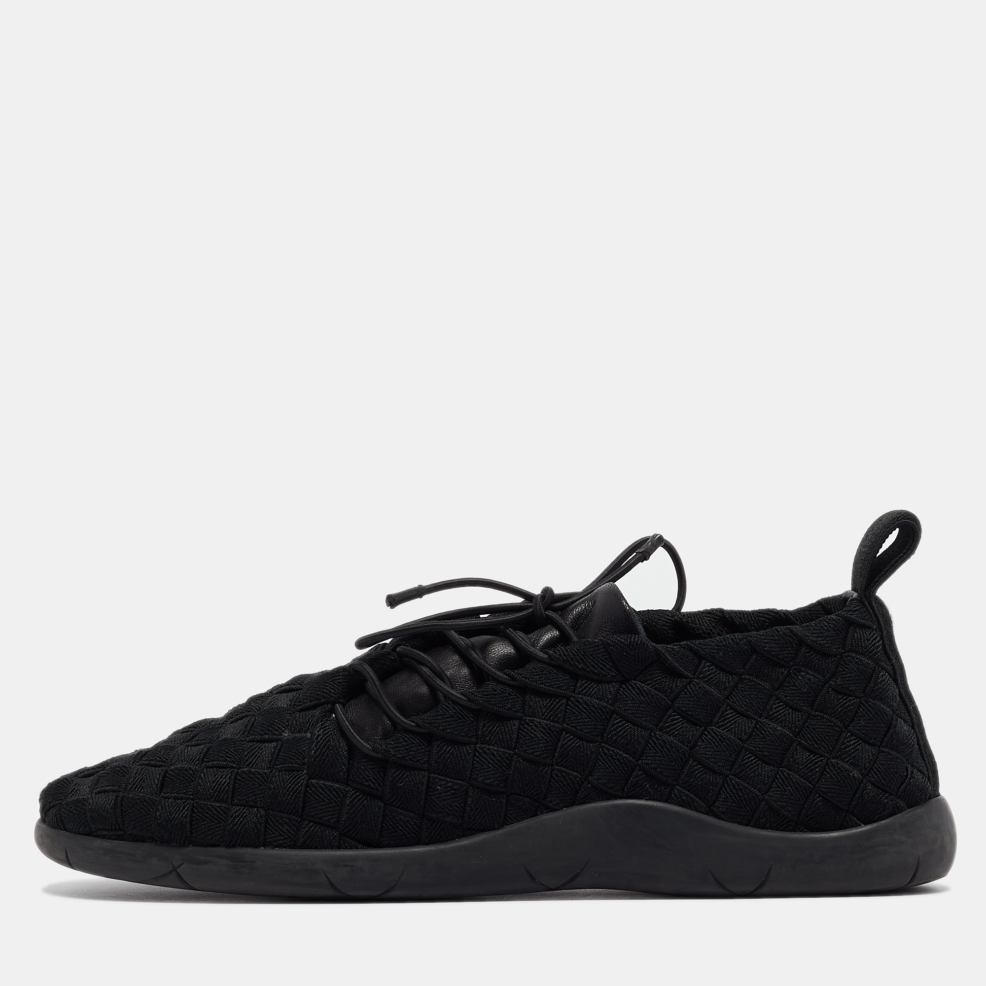 Bottega veneta black woven fabric elasticated intrecciato sneakers size 40