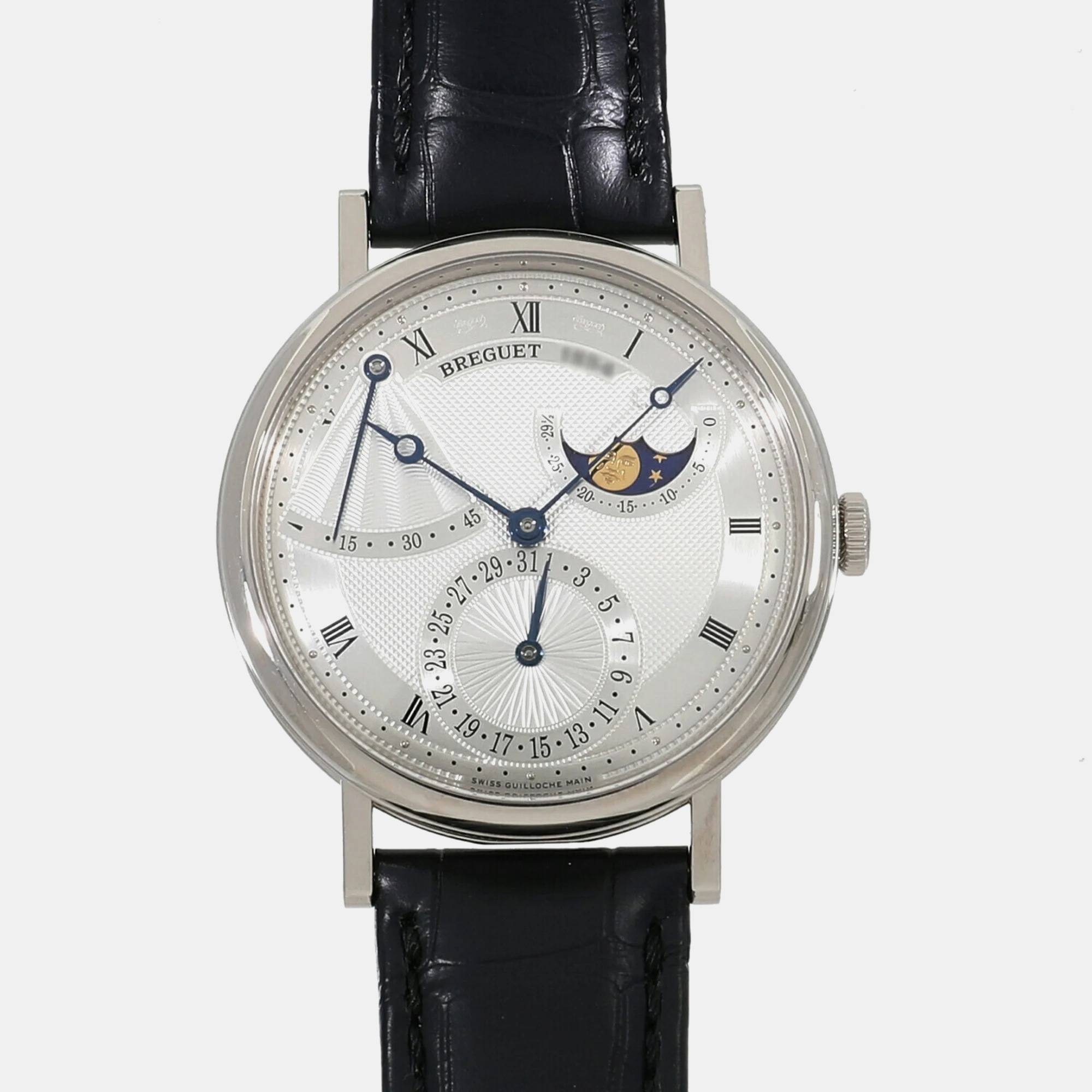 Breguet silver 18k white gold classique 7137bb/11/9v6 automatic men's wristwatch 39 mm