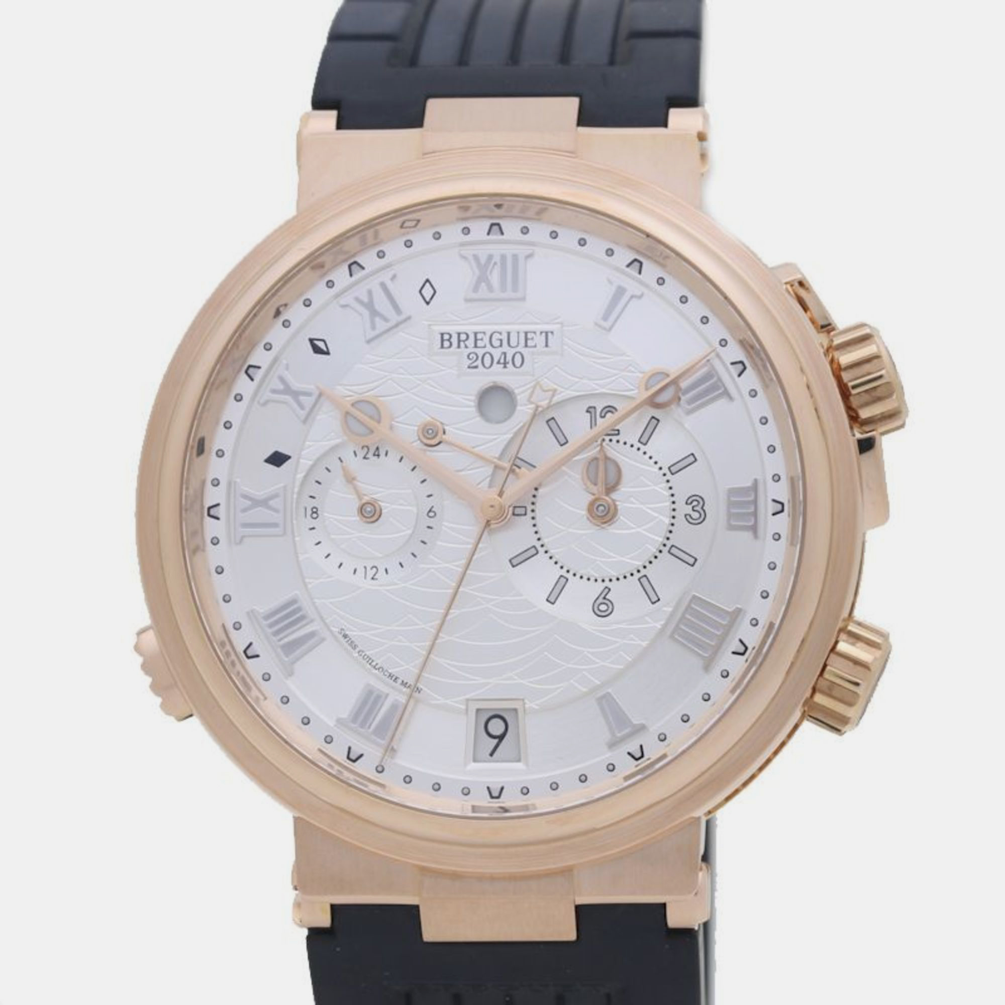 Breguet silver 18k rose gold marine 5547br automatic men's wristwatch 40 mm