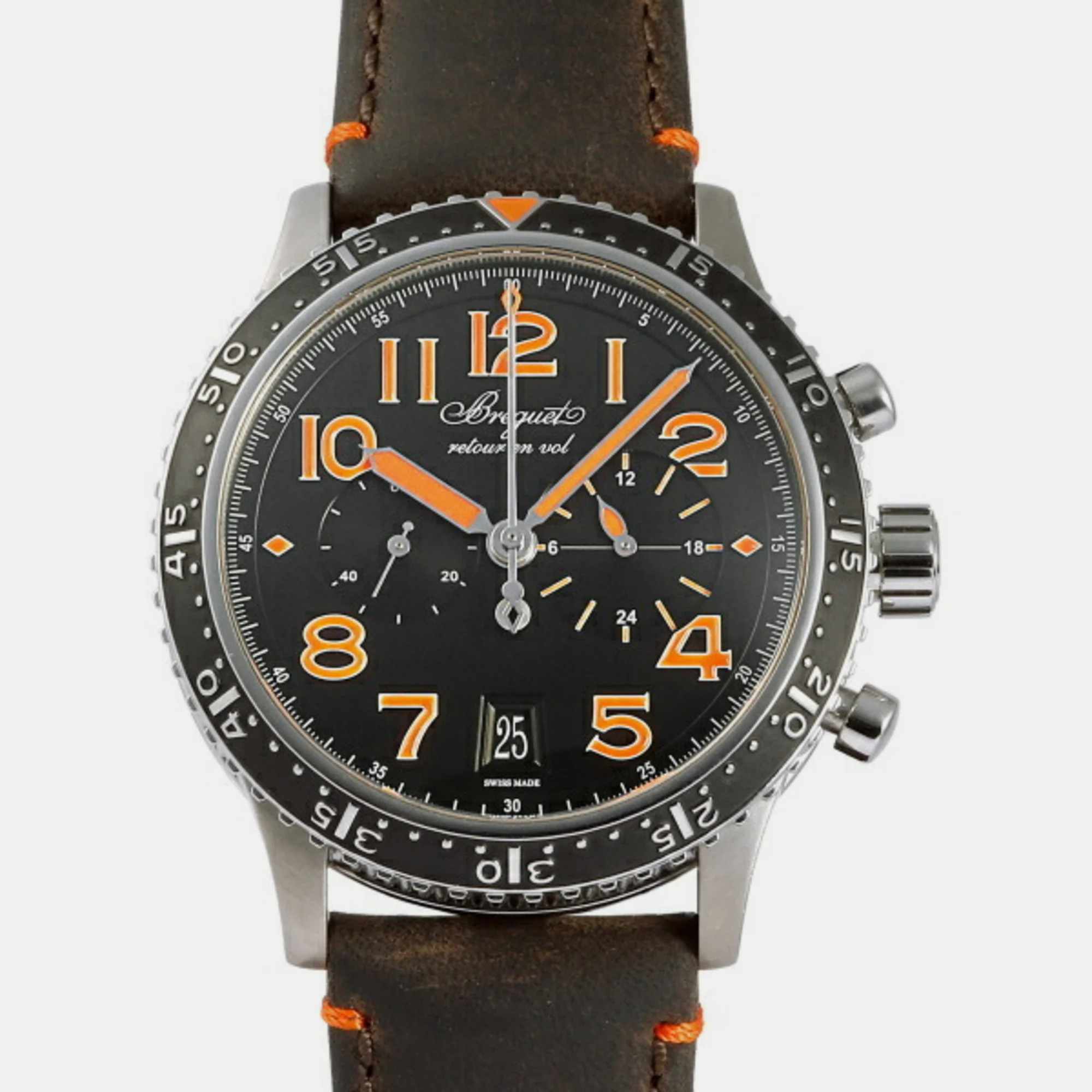 Breguet black titanium transaltantique type xx 3815ti/ho/3zu automatic men's wristwatch 41 mm