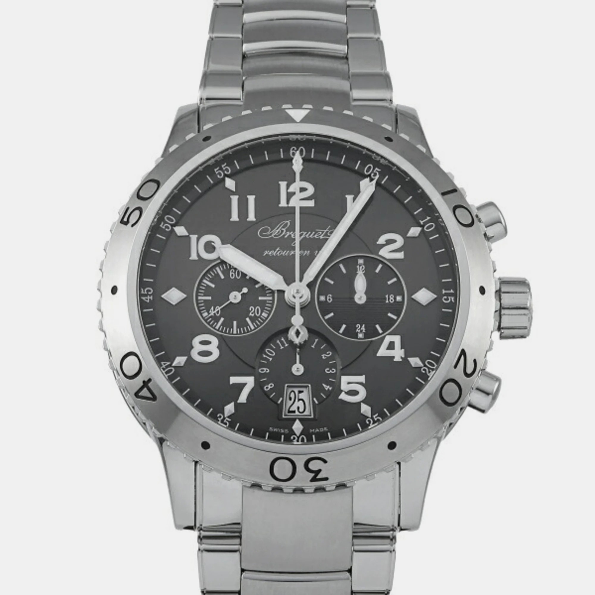 Breguet gray stainless steel transatlantic type xxi 3810st men's watch 42 mm