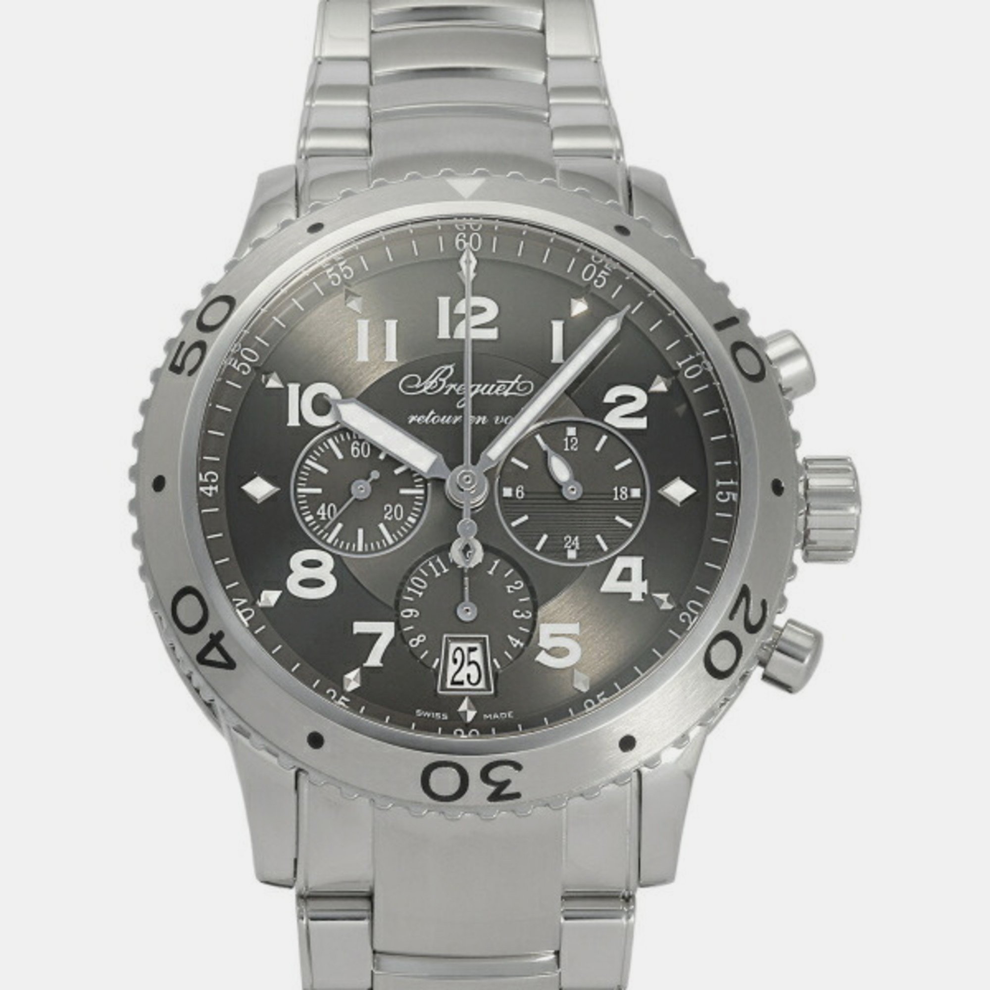 Breguet gray stainless steel transatlantic type xxi 3810st men's watch 42 mm