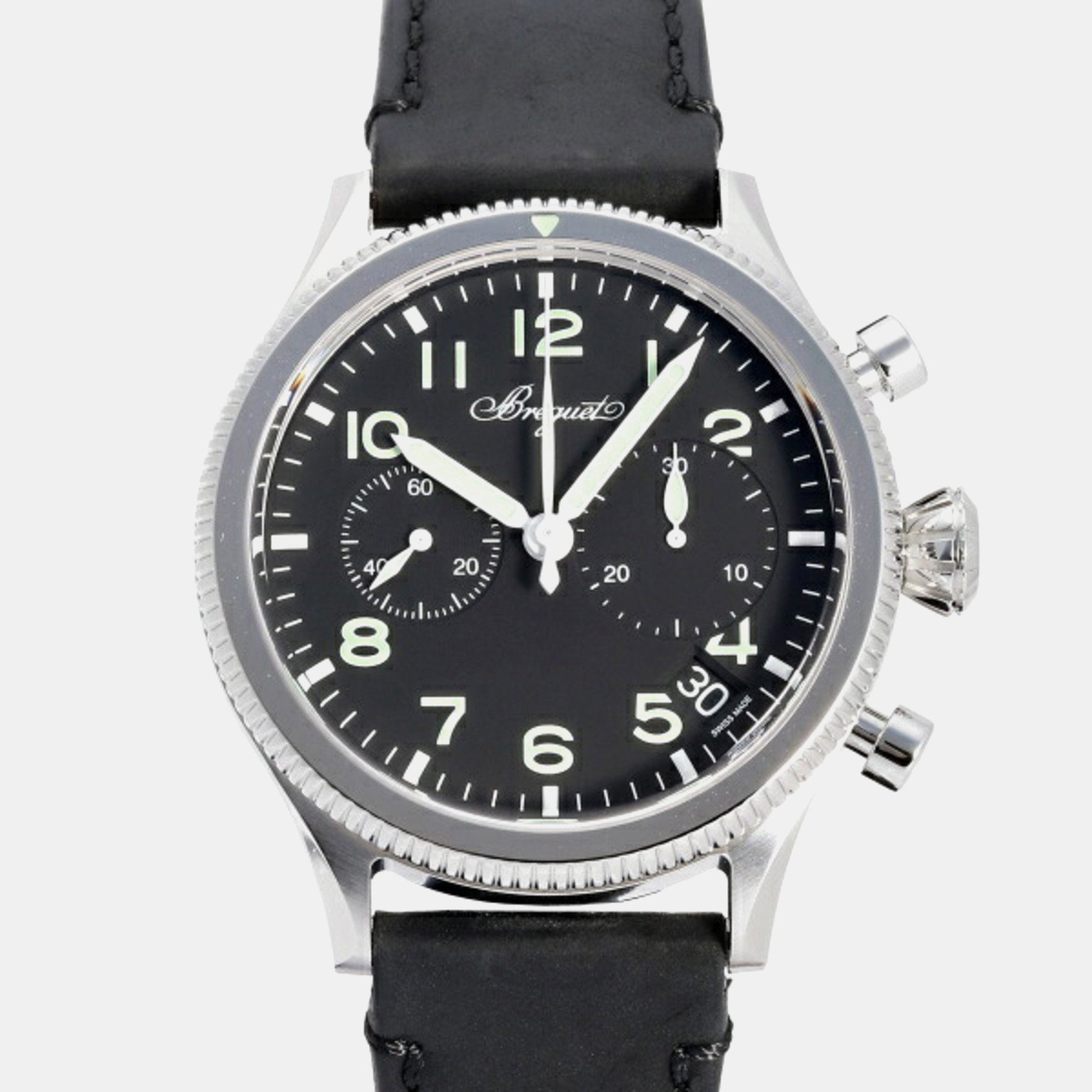 Breguet black stainless steel transaltantique type  automatic men's wristwatch 42 mm