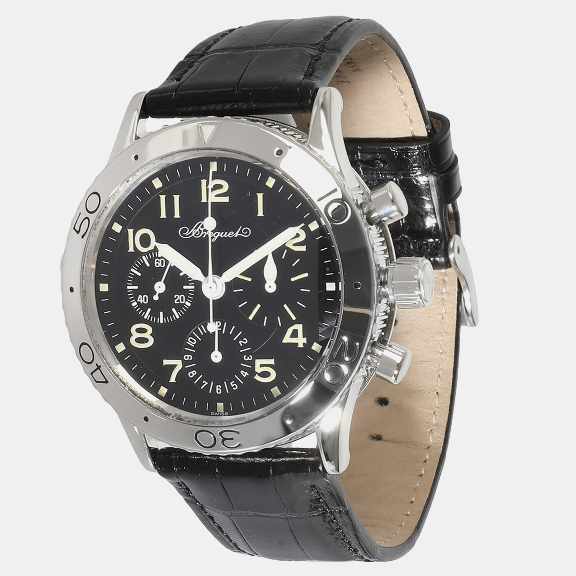 Breguet black stainless steel type xx 3800st/92/9w6 automatic men's wristwatch 39 mm