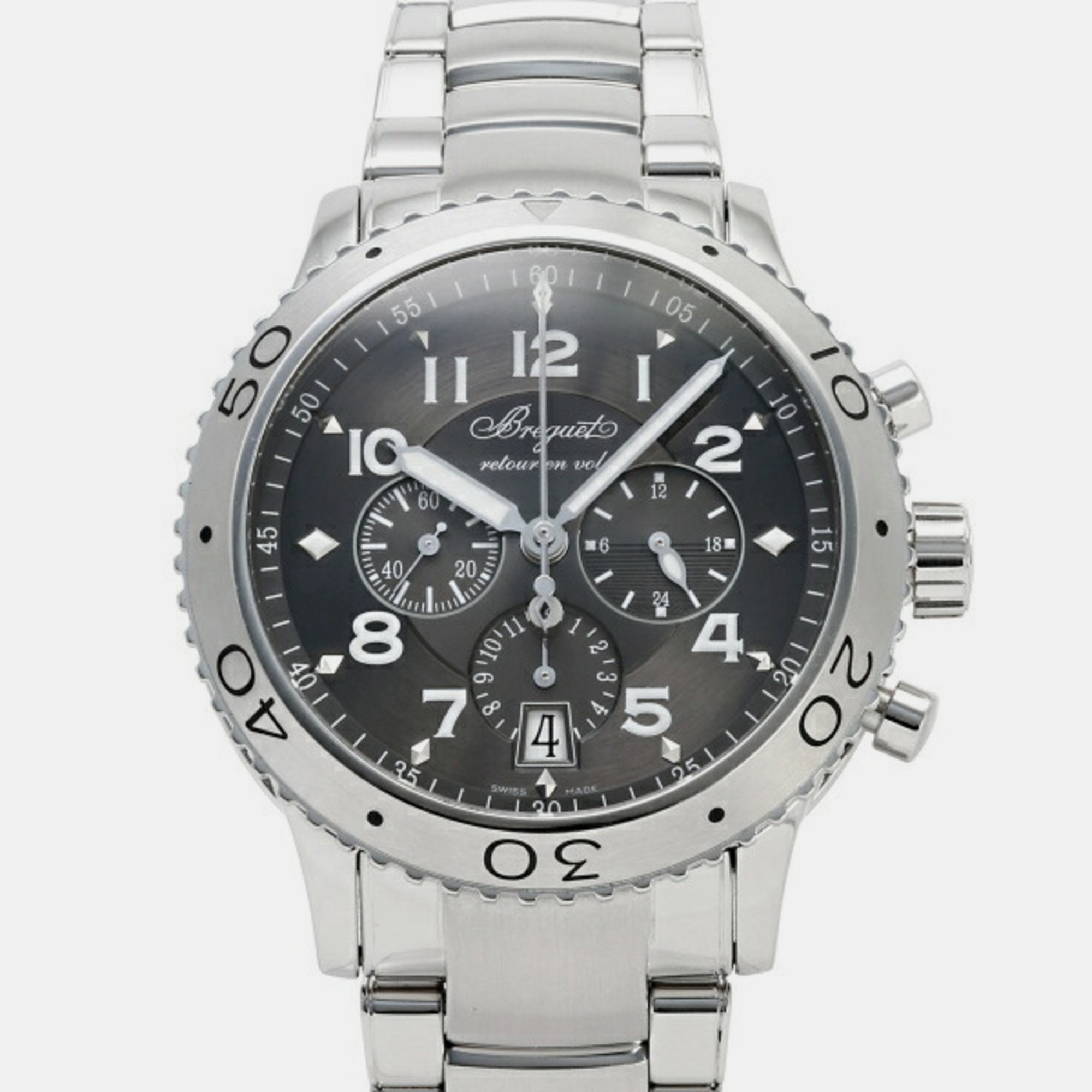 Breguet gray stainless steel type xxi 3810st men's wristwatch 42mm