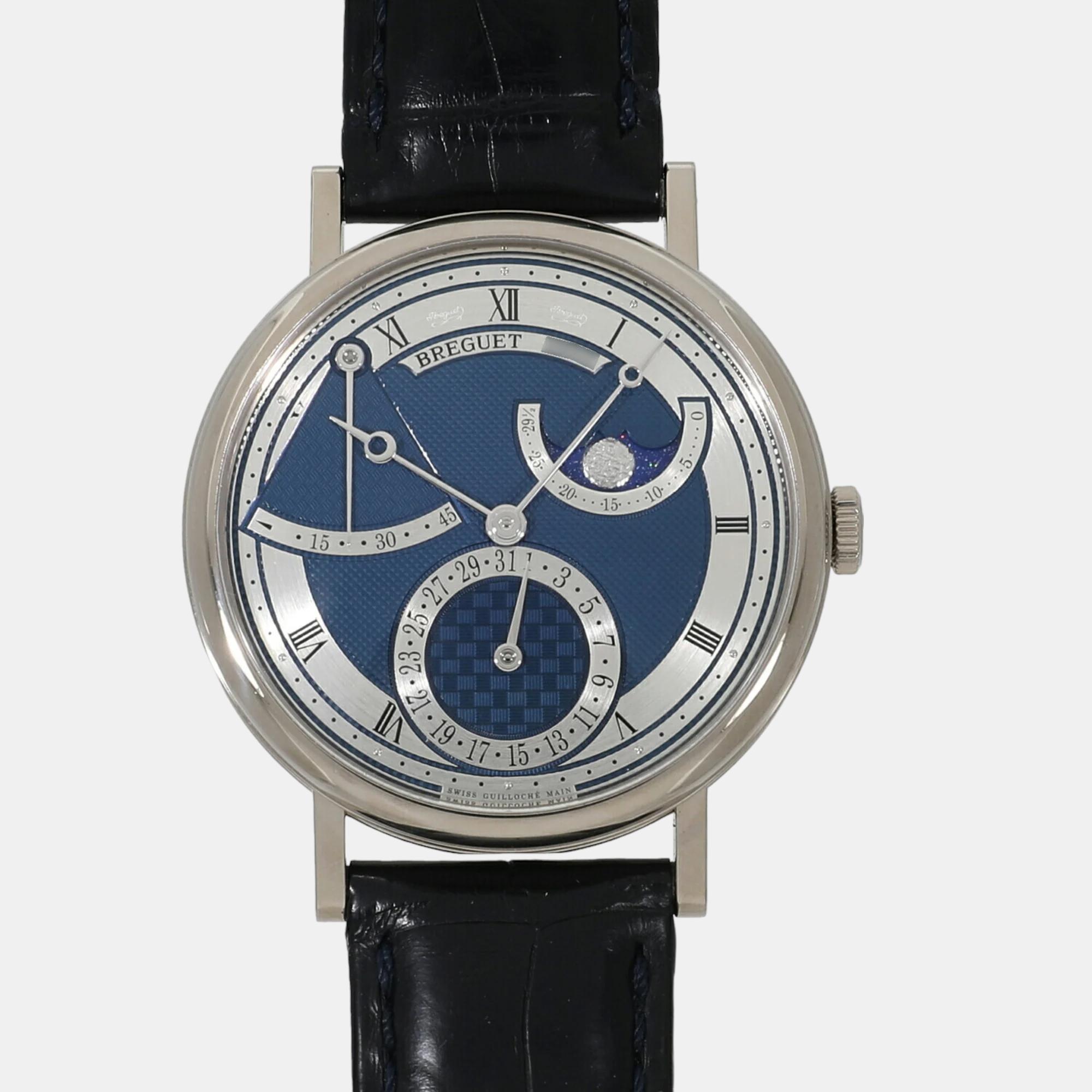 Breguet blue 18k white gold classic 7137bb/y5/9vu automatic men's wristwatch 39 mm