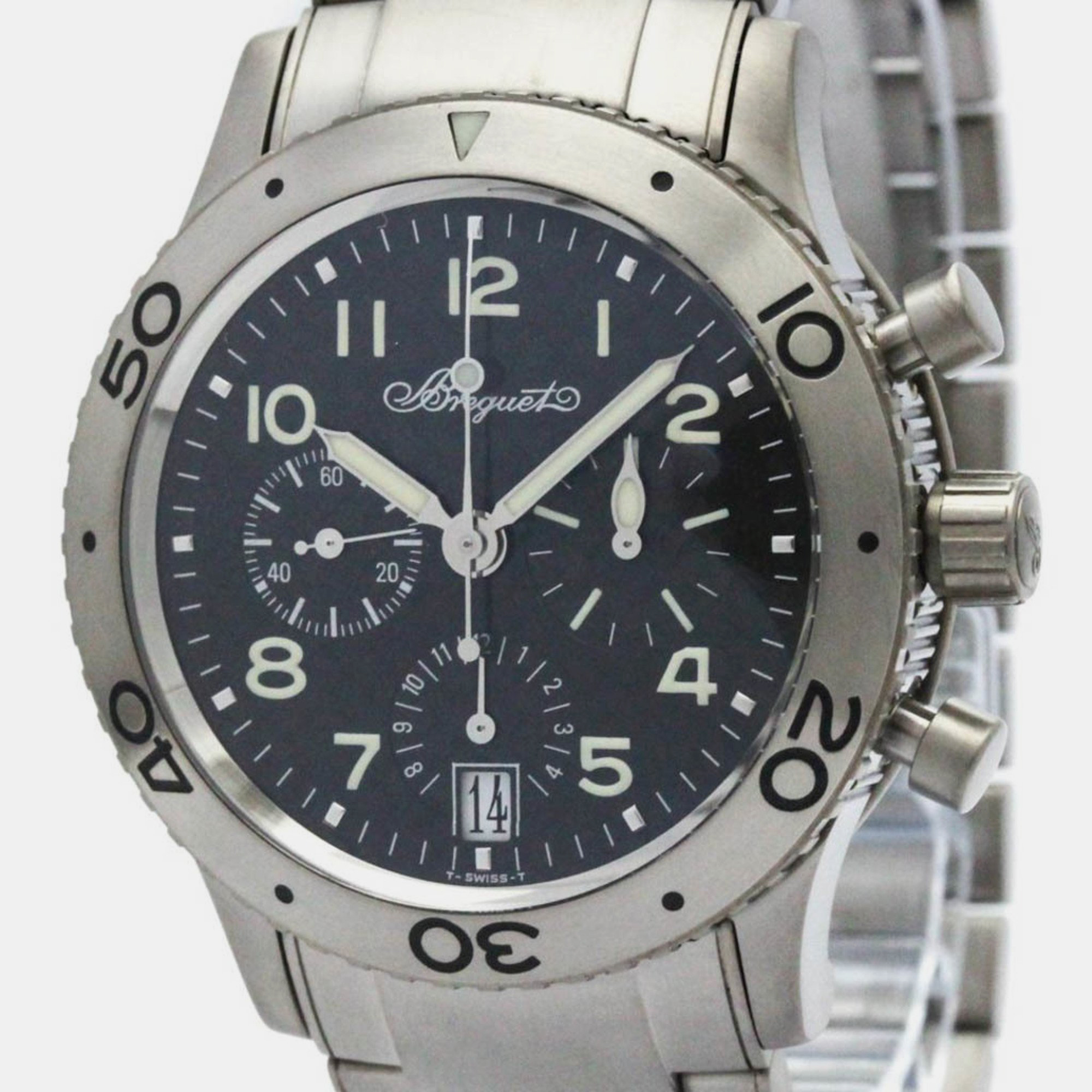 Breguet black titanium transaltantique type xx automatic men's wristwatch 40 mm